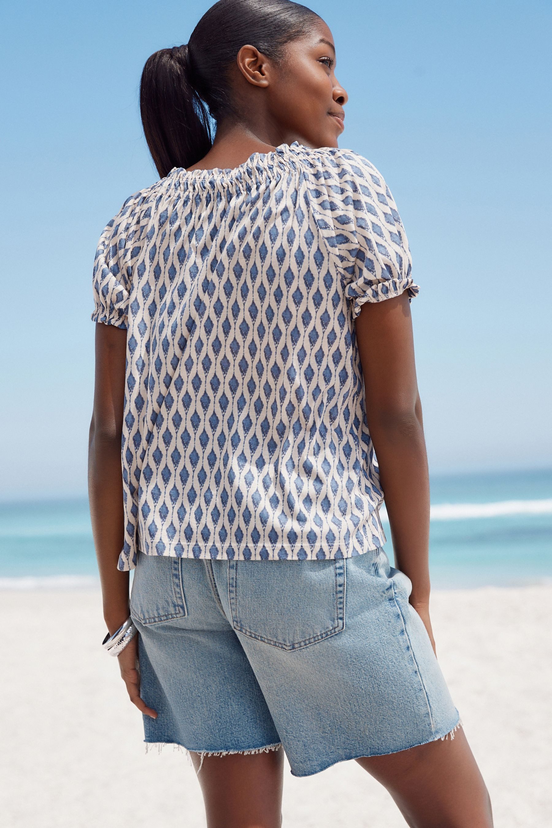 Next Blusenshirt Kurzärmelige Bluse mit gerafftem günstig online kaufen