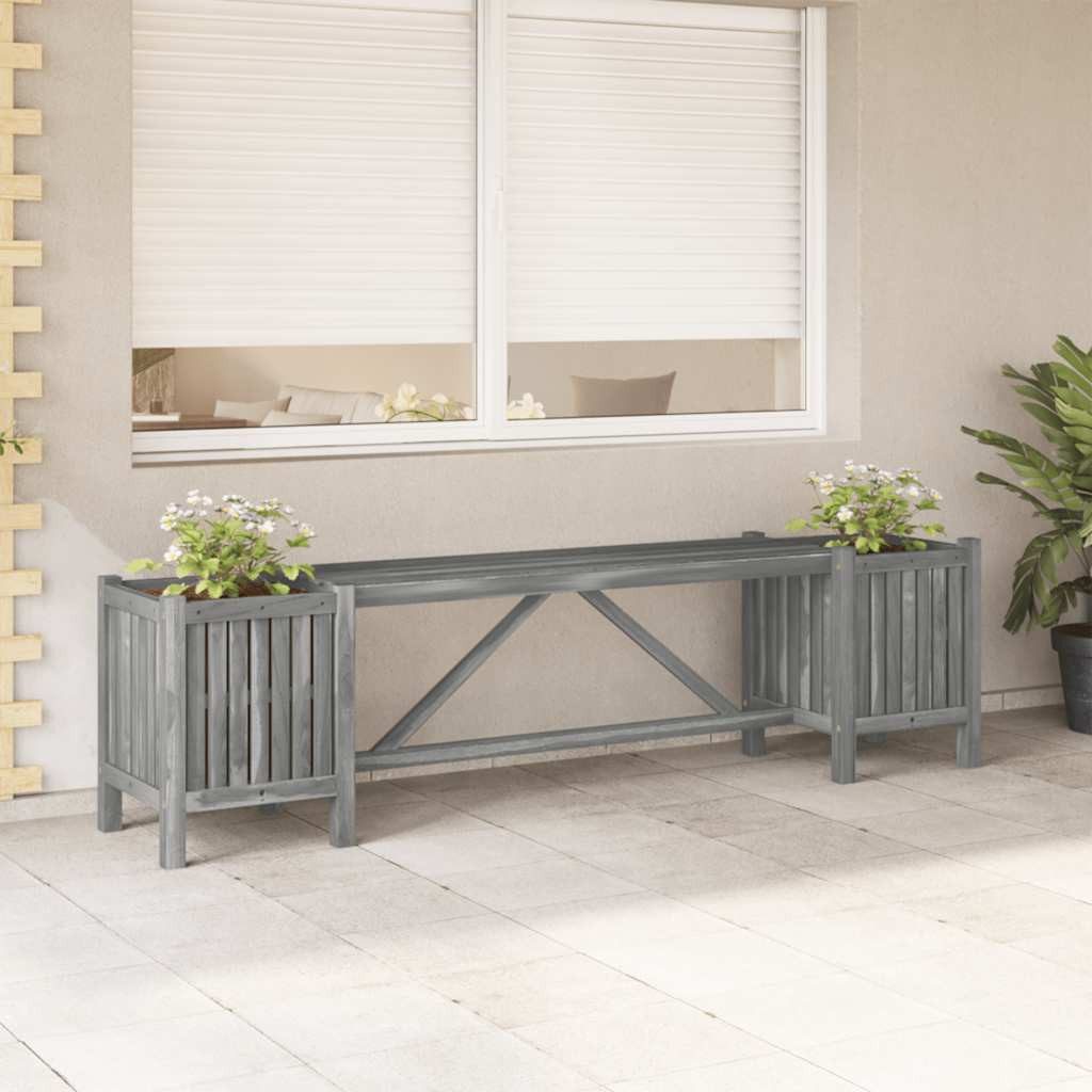 vidaXL Gartenbank Gartenbank mit 2 Pflanzkübeln 150 cm Massivholz Grau (1-St)