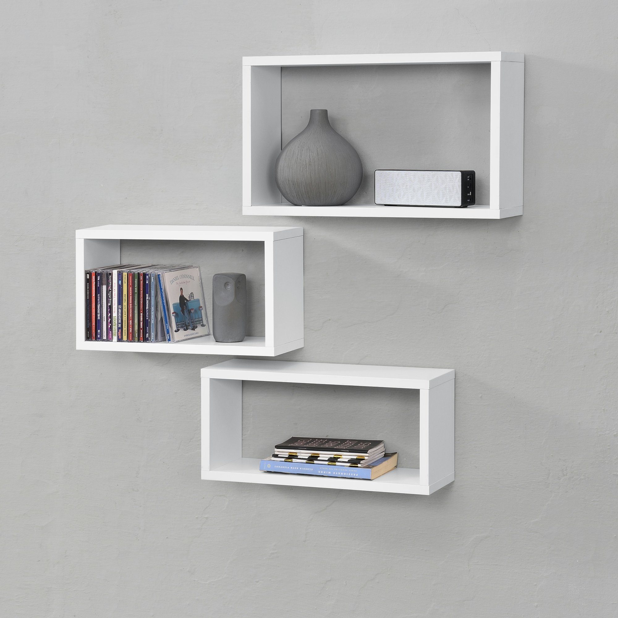 en.casa Wandregal, »Mandal« Wandablage 3-teilig Schweberegal Wandboard Weiß günstig online kaufen