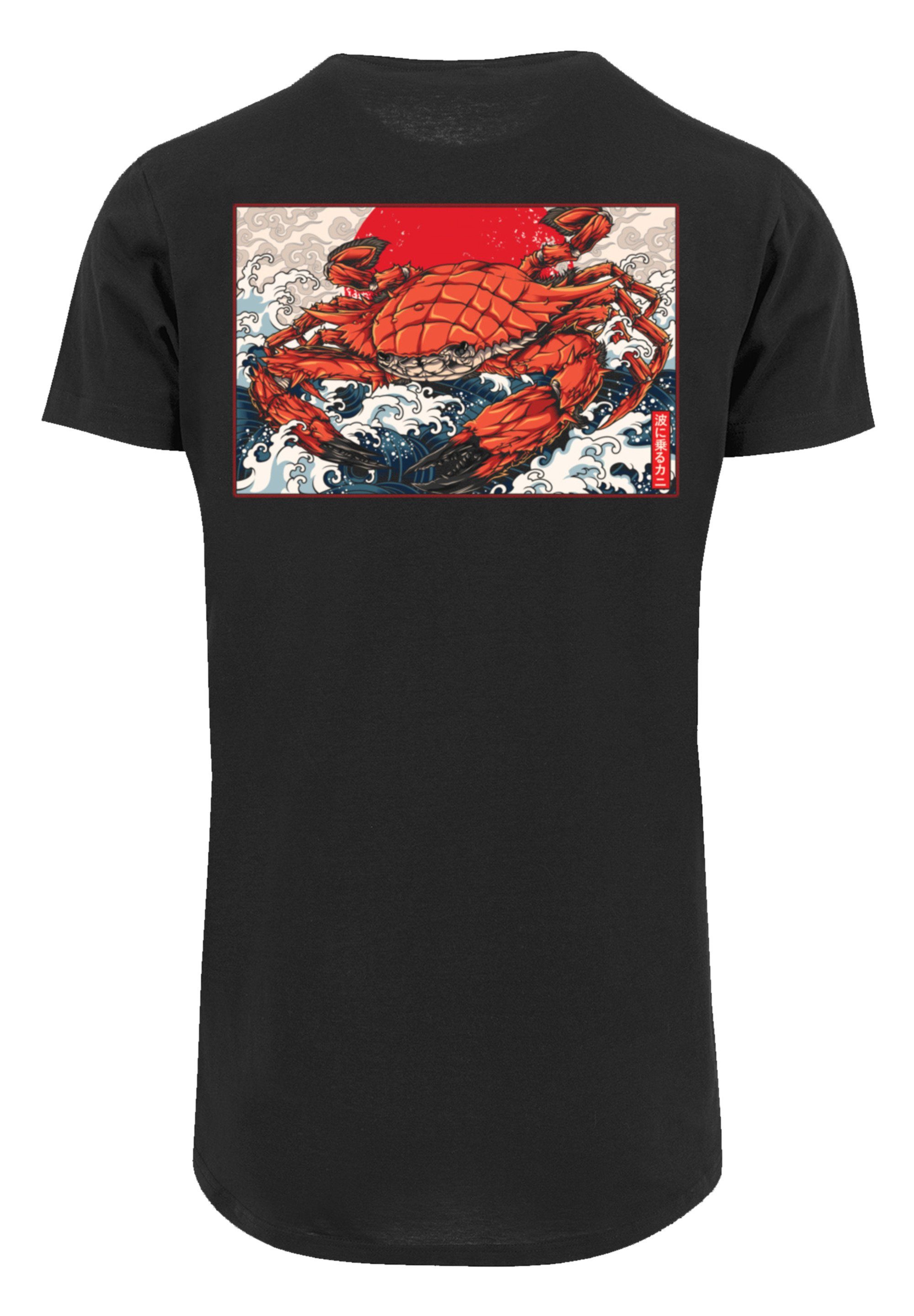 T-Shirt schwarz Print F4NT4STIC Japan Welle Crab