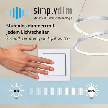 JUST LIGHT Pendelleuchte CURLS, LED fest integriert, Warmweiß, LED, dimmbar, Simply Dim, Memory, nach Trennung vom Netz