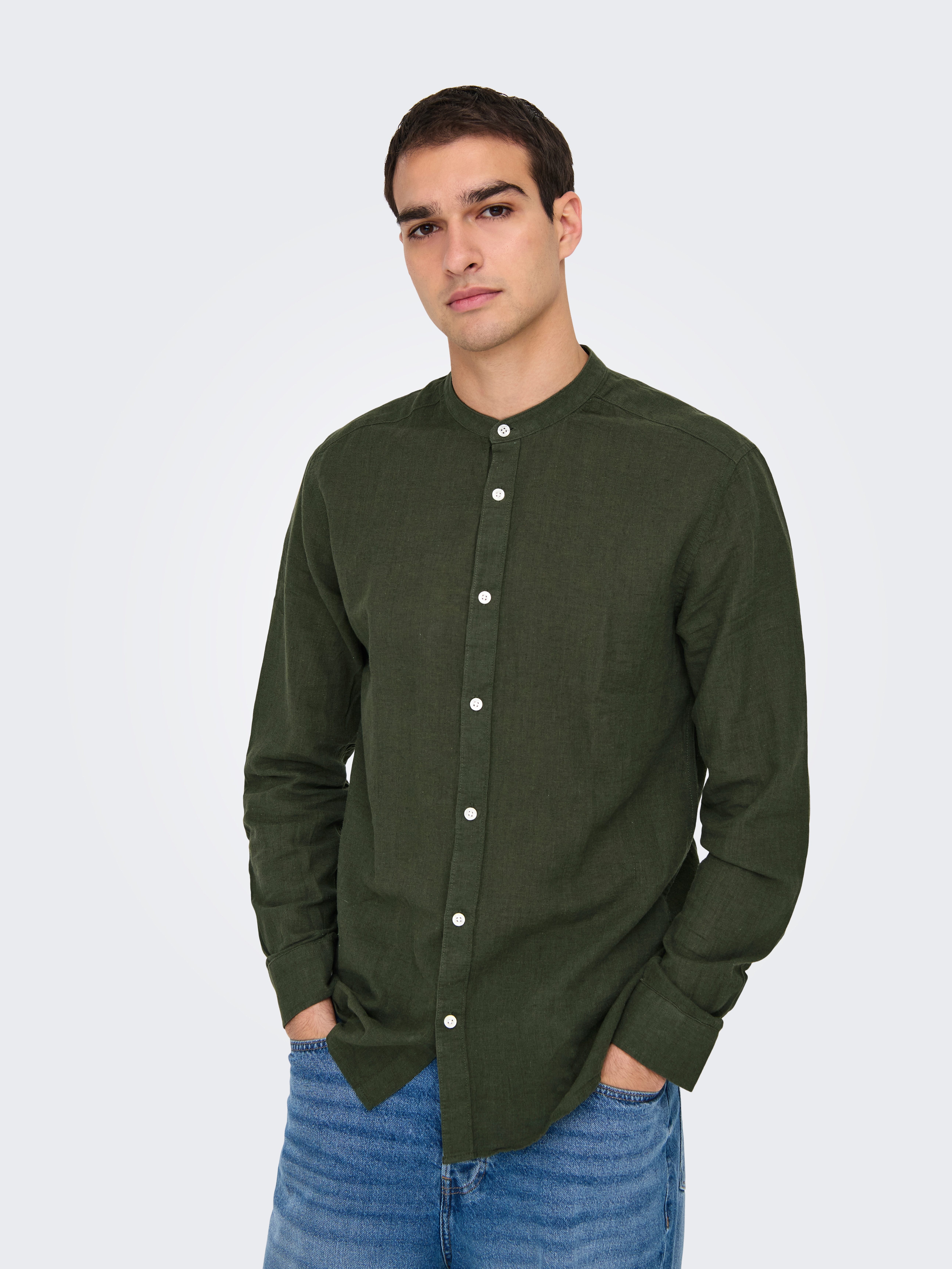 ONLY & SONS Langarmhemd ONSCAIDEN LS SOLID LINEN MAO SHIRT NOOS günstig online kaufen