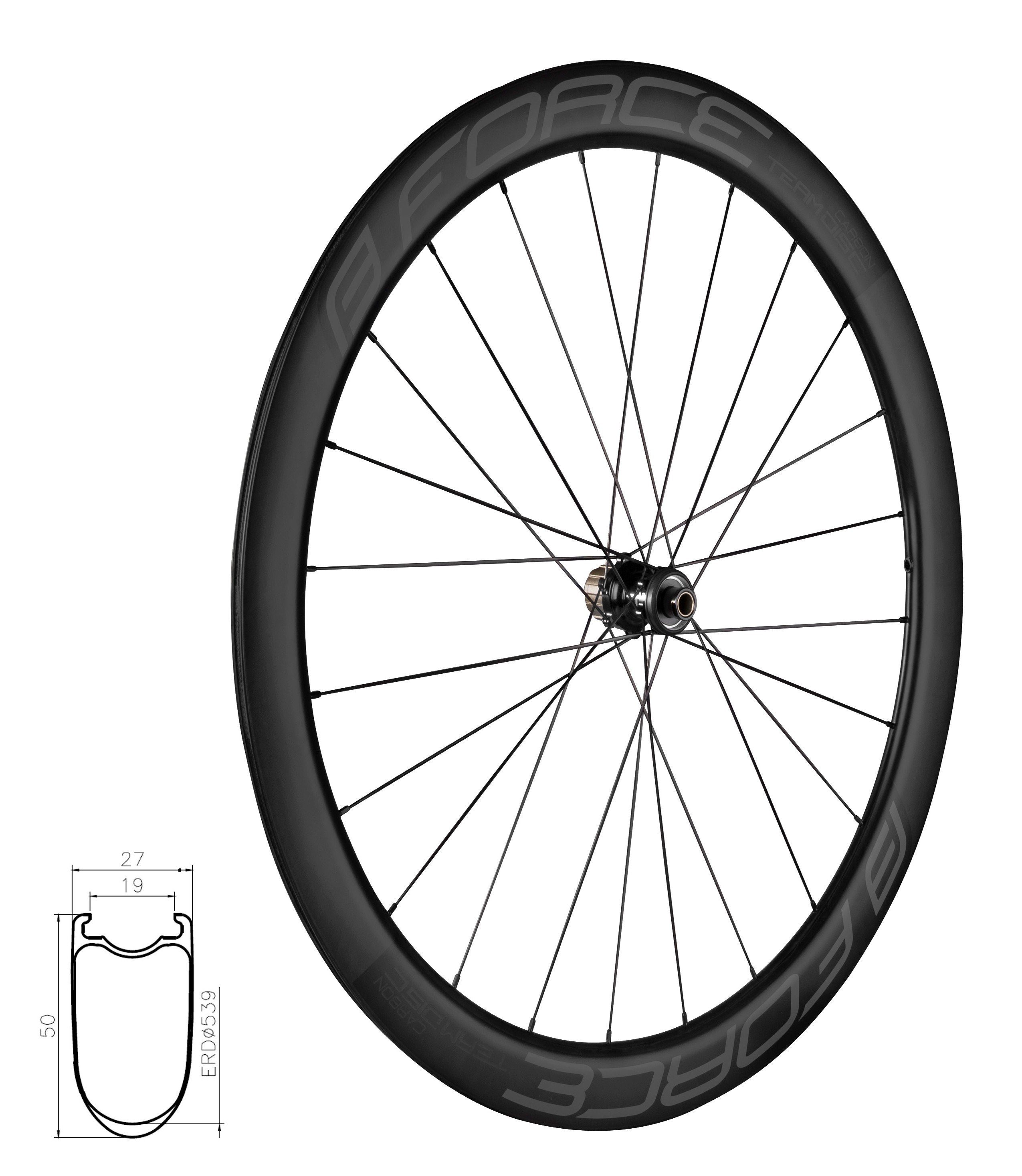 FORCE Fahrrad-Laufrad wheel rear road F. TEAM SP CARBON DISC 50 clincher