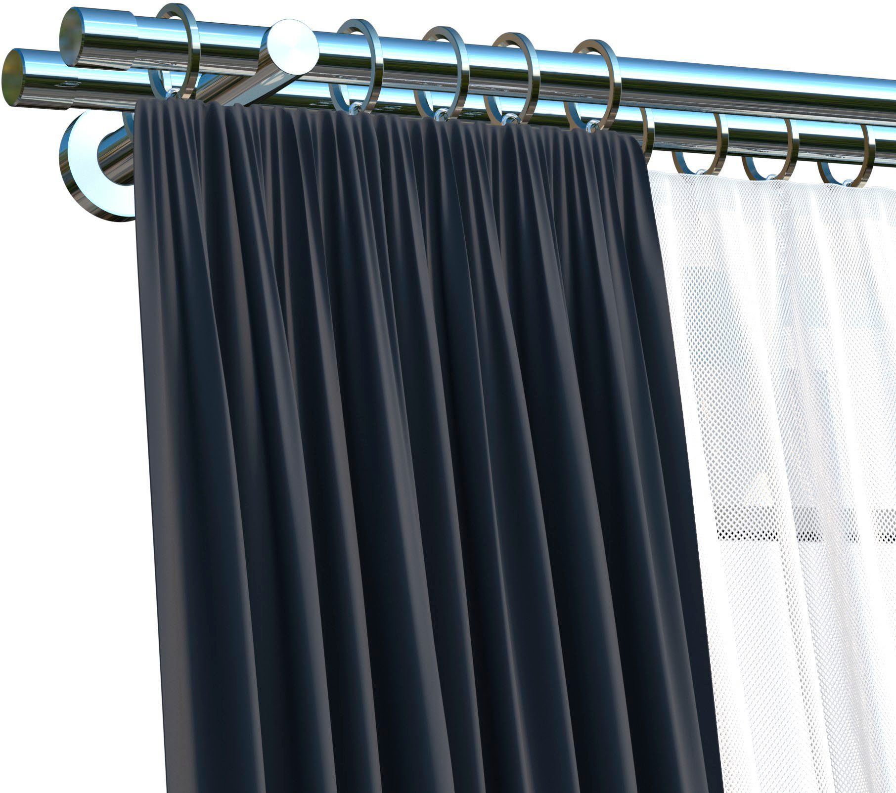 indeko Gardinenstange Linz, Ø 20 mm, 2-läufig, Wunschmaßlänge, mit Bohren, günstig online kaufen