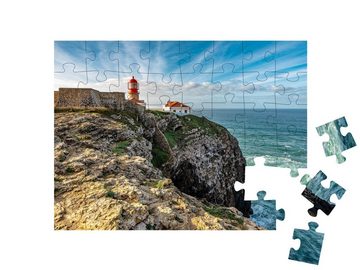 puzzleYOU Puzzle Leuchtturm von Kap St. Vincent, Portugal, 48 Puzzleteile, puzzleYOU-Kollektionen Karibik, Strand & Meer