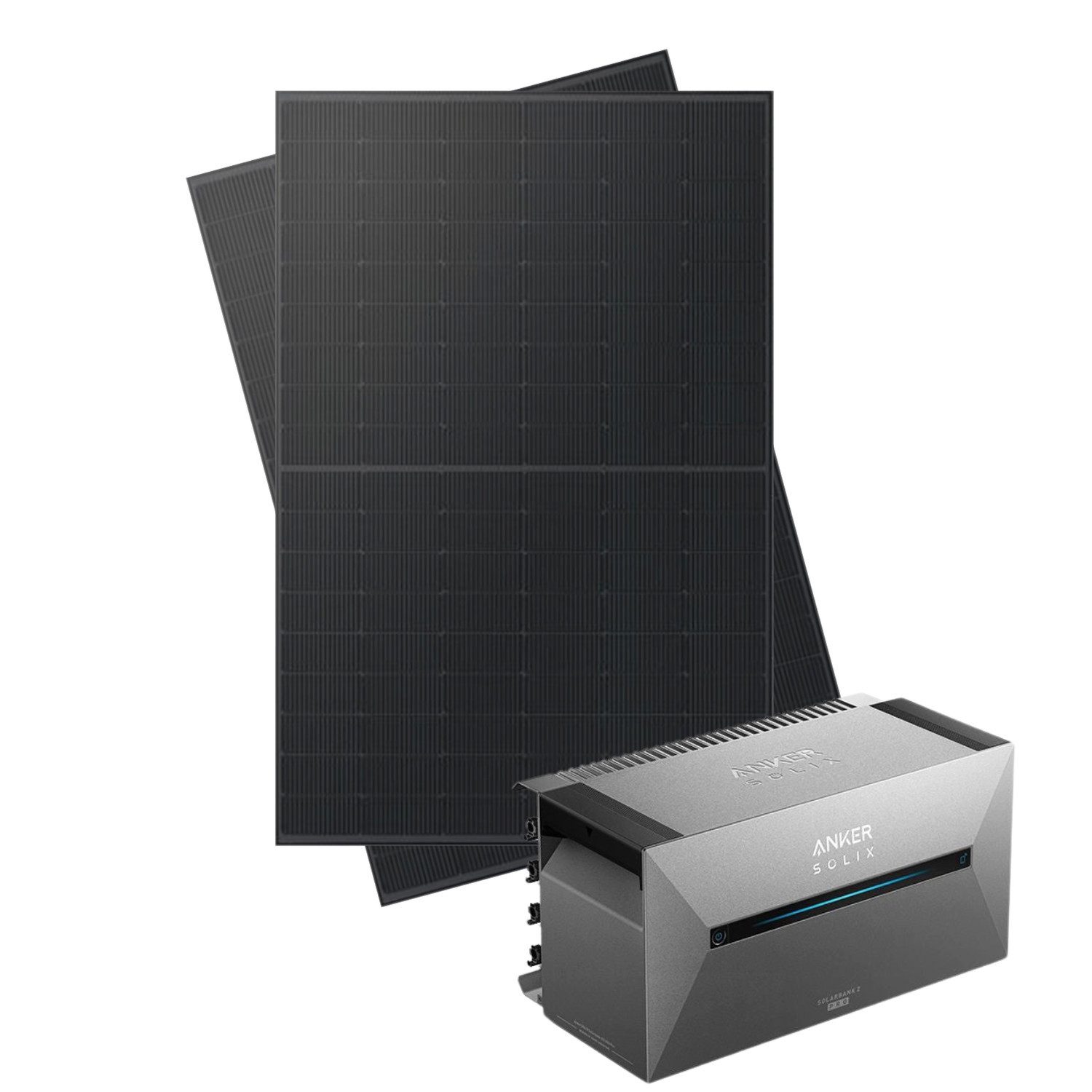 Kleines Kraftwerk Balkonkraftwerk, 1000 W, Monokristallin, (ohne Halterung), 2 x 500W, Anker Solarbank 2 Pro, Wechselrichter