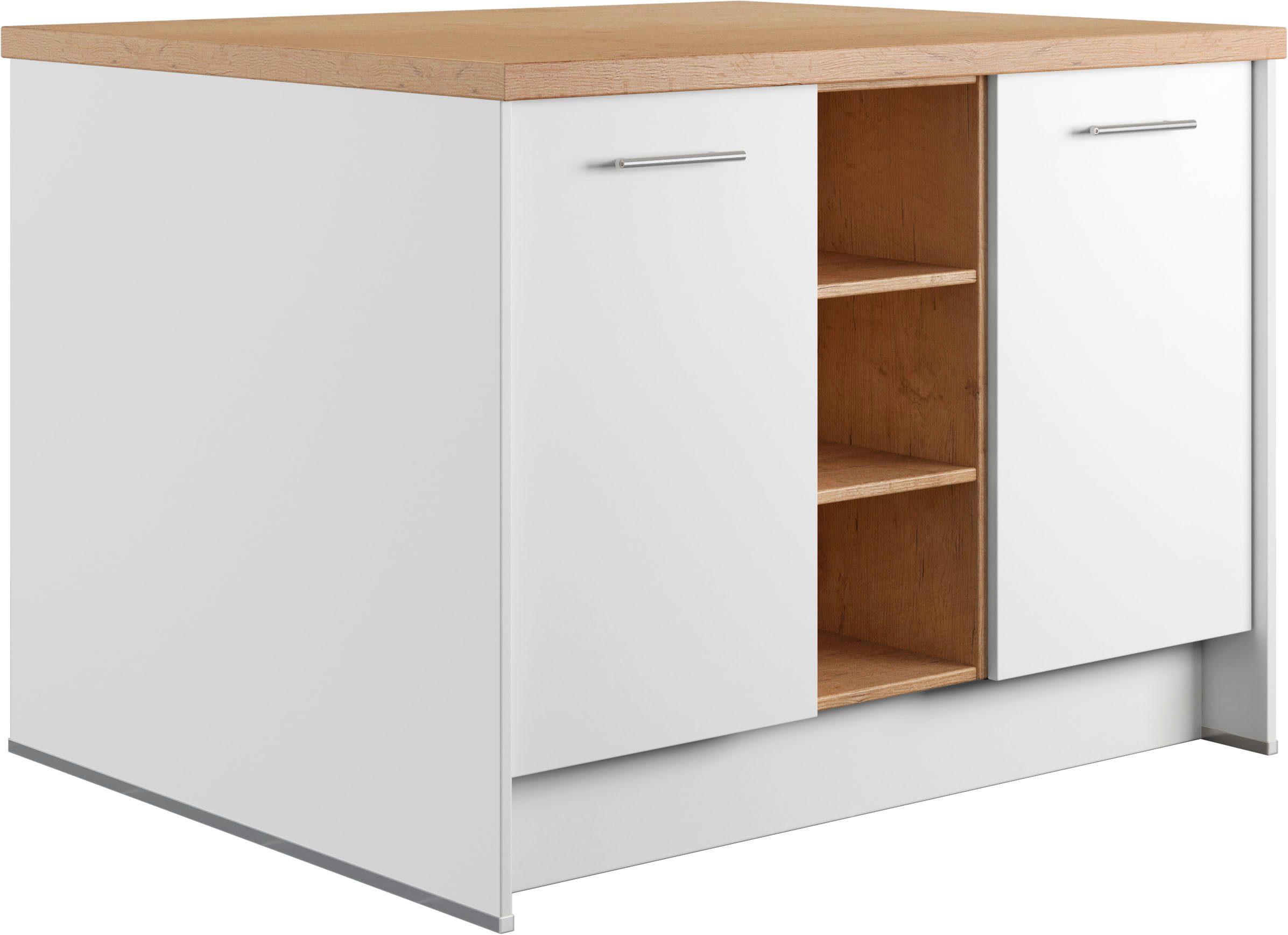 IMPULS KÜCHEN Kücheninsel Kopenhagen, flexibel stellbar, (Set), vormontiert, mit integriertem Sitzplatz auf einer Seite, Breite 123 cm