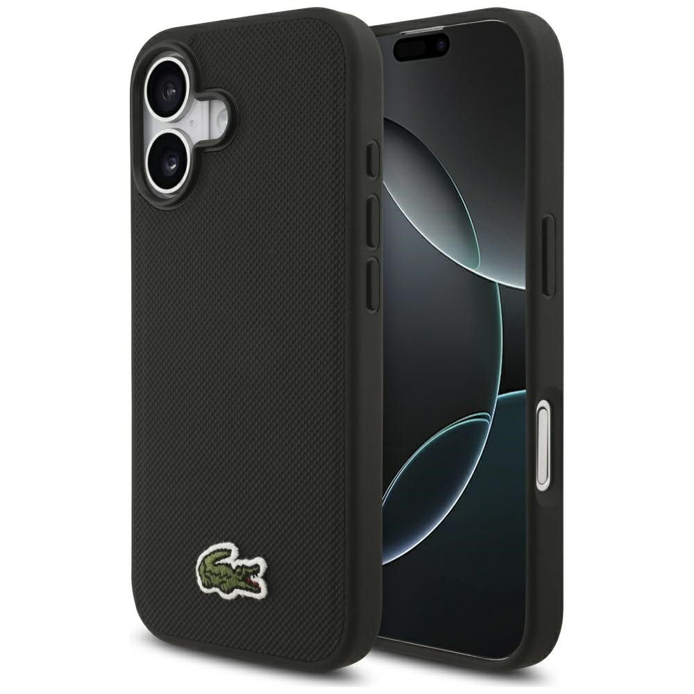 Lacoste Handyhülle iPhone 17 Iconic Petit Pique schwarz Logo Magsafe 6,3 Zoll, Kantenschutz