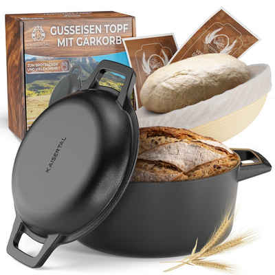 Kaisertal Brotbackform KAISERTAL® Gusseisen Brottopf [ Gärkorb & Teigmesser ] Brotbacktopf