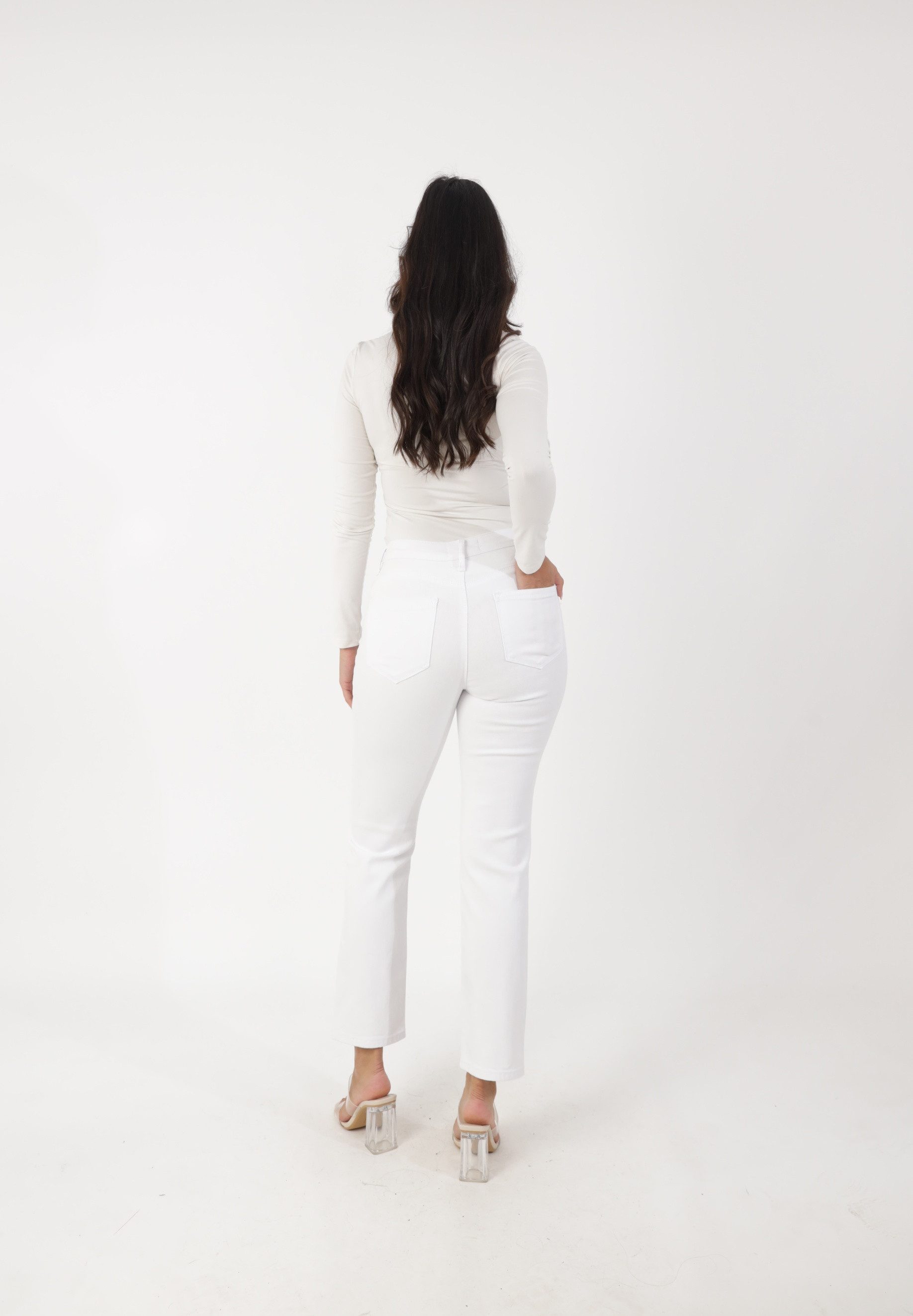 Elara Stoffhose Damen Bootcut Jeans mit Stretchanteil & ausgestelltem Bein