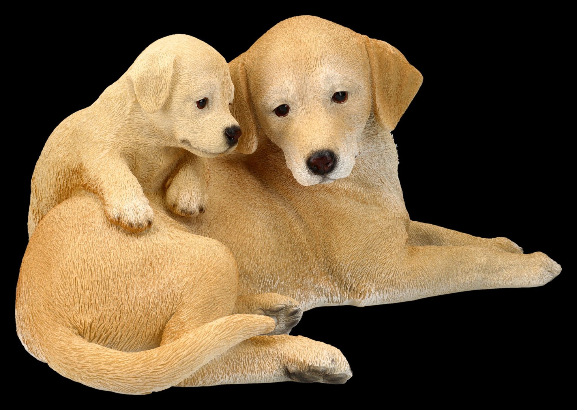 Figuren Shop GmbH Tierfigur Gartenfigur Hunde - Labrador Retriever mit Welpe - Dekofigur Tierfigur