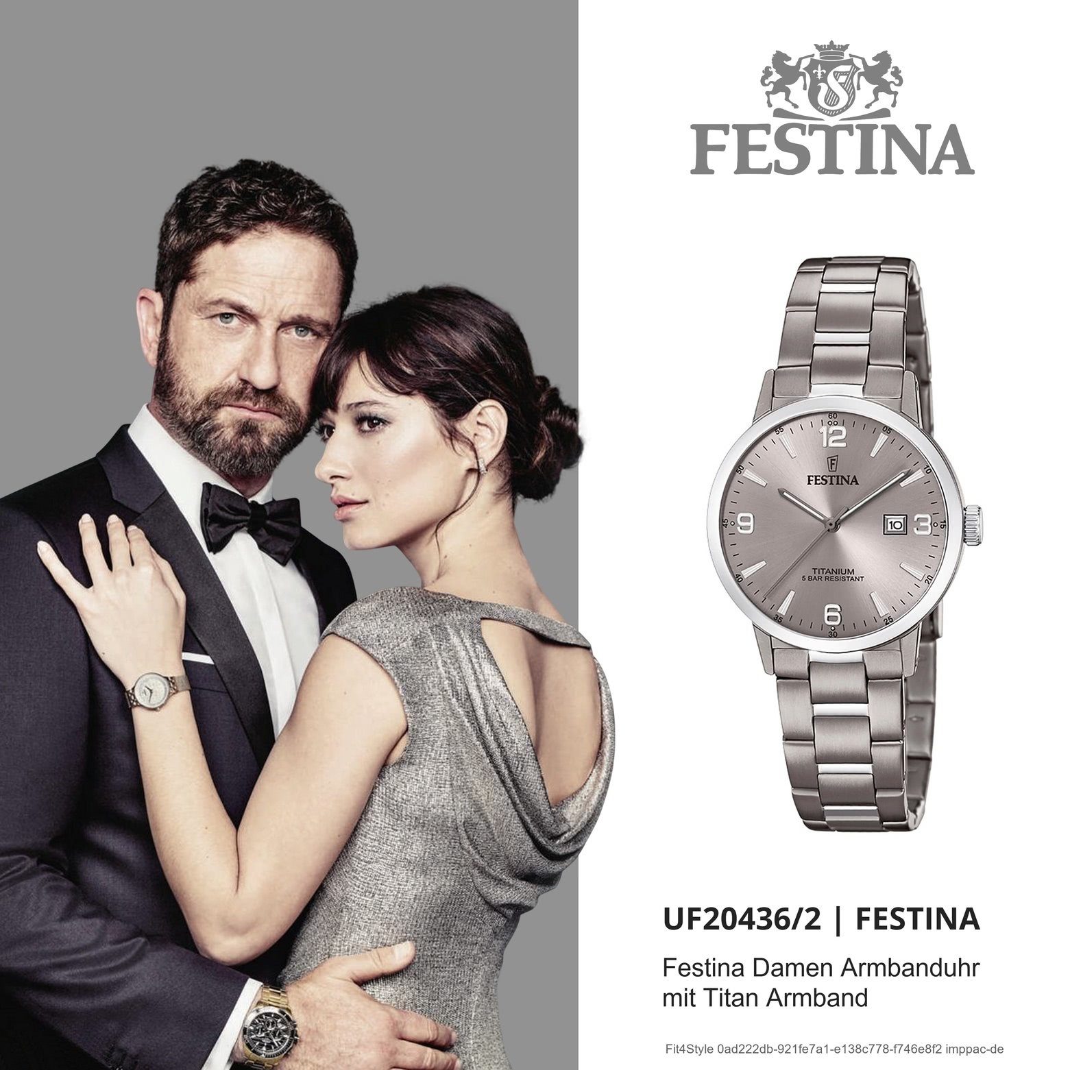 rund, Festina silber Quarzuhr F20436/2 Damen Elegant Uhr Armbanduhr Titanarmband Titan, Damen Festina