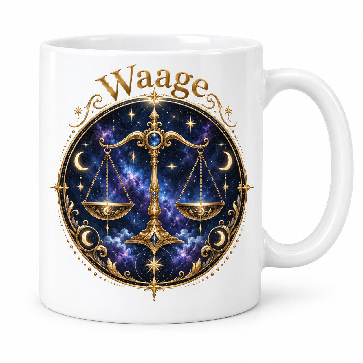 WS-Trend Tasse Sternzeichen Waage mystisch, Keramik 330 ml, beidseitiges Motiv, Keramik