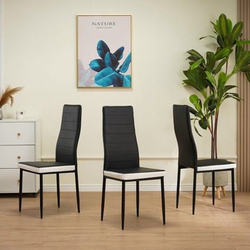 Albatros International Esszimmerstuhl Albatros Esszimmerestuhl Küchenstuhl MILANO, Kunstleder Bezug (4er Set, Schwarz/Weiß), edles Italienisches Design, Polsterstuhl, hohe Belastbarkeit, Modern