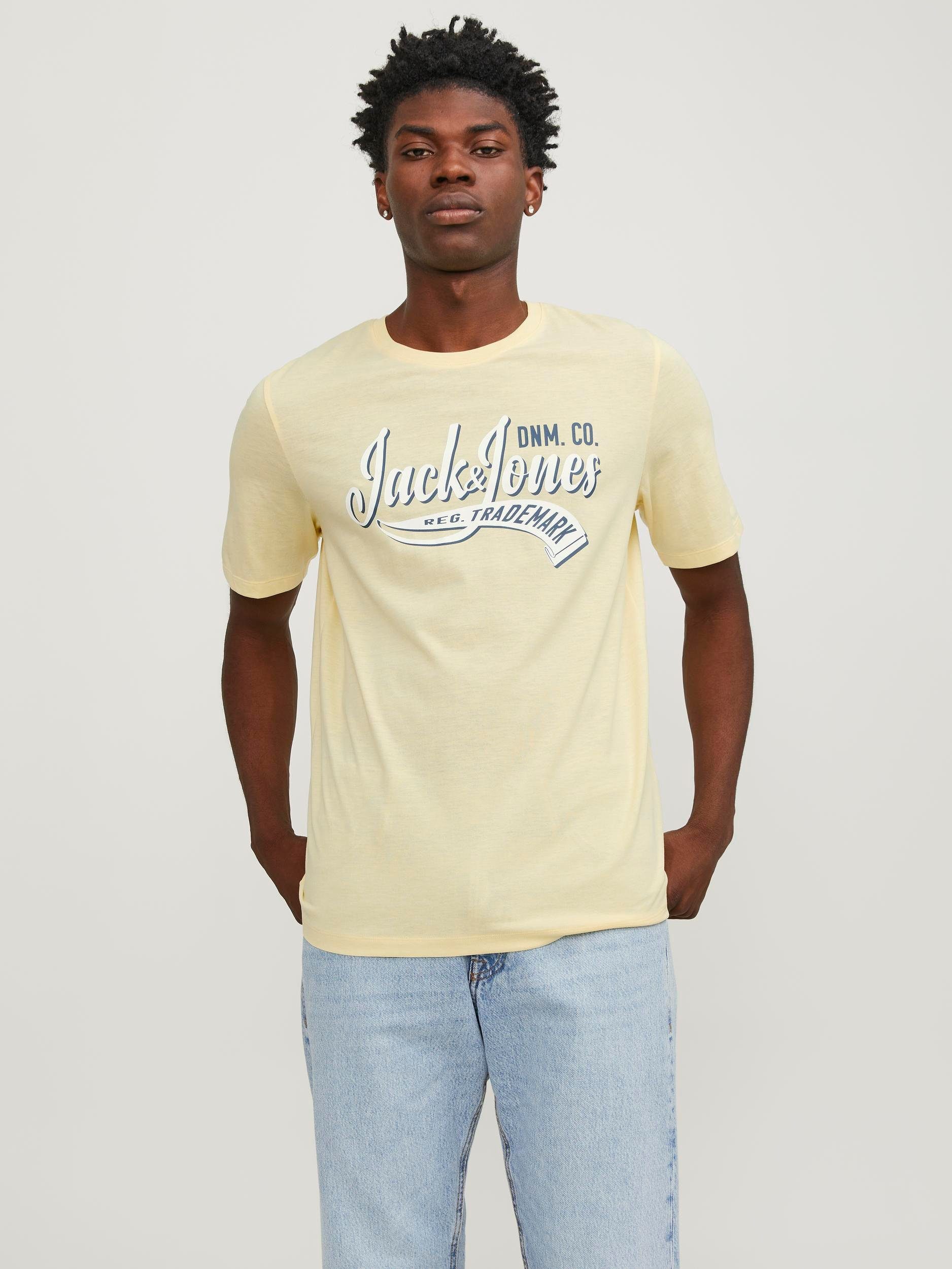 Jack & Jones Rundhalsshirt JJELOGO TEE SS O-NECK 2 COL SS24 SN French Vanilla | T-Shirts