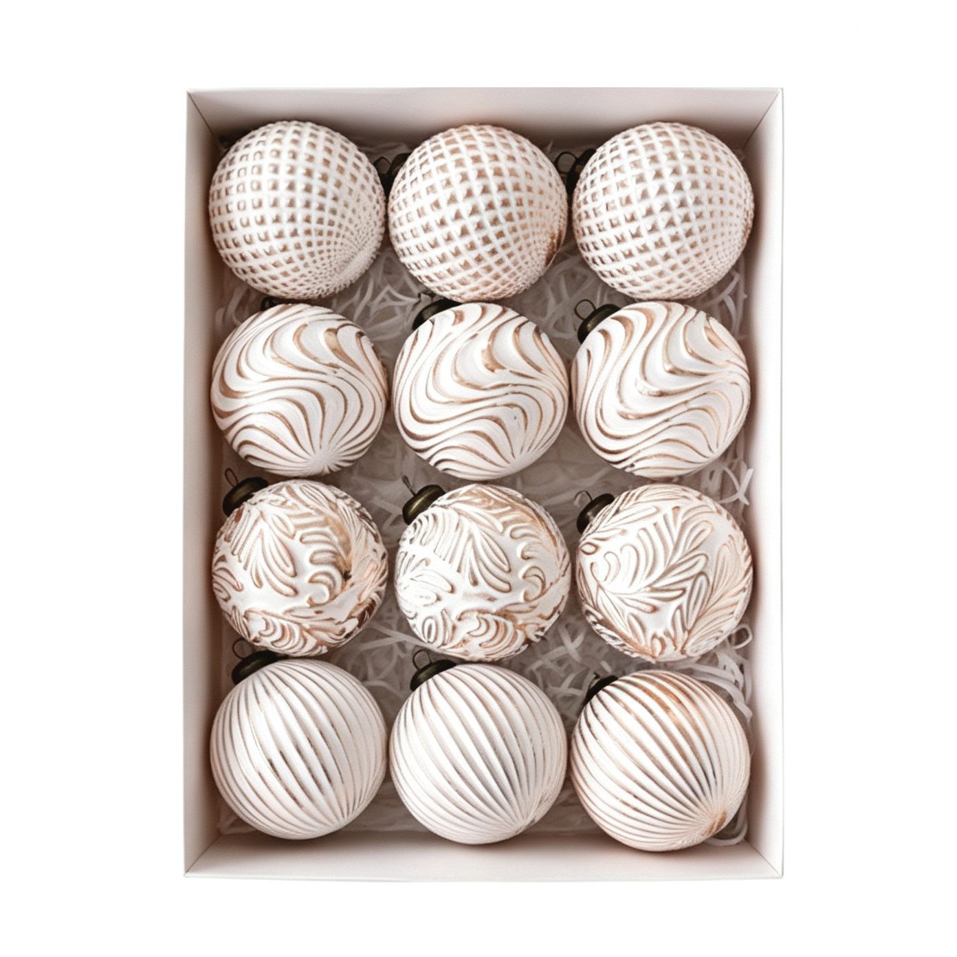 Coonoor Weihnachtsbaumkugel 12-teiliges Set Vintage-Weihnachtsbaumkugeln, (12 St), 8 cm Weihnachtsbaum-Dekorationskugeln