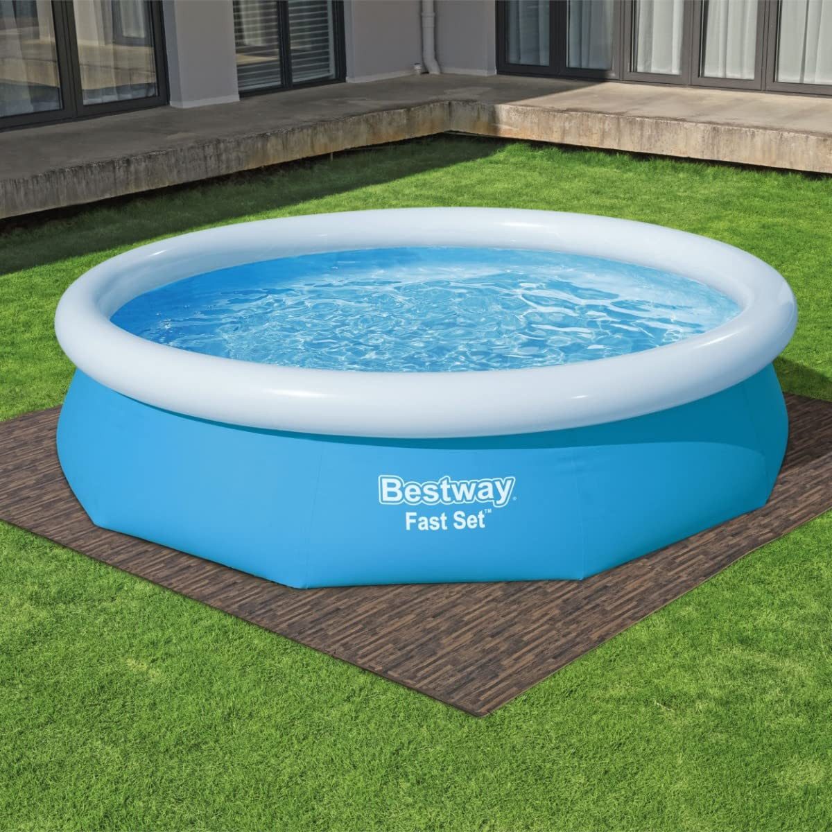 Bestway Pool-Bodenschutzfliese Bestway Flowclear Pool-Bodenschutzfliesen Set, 12 Stück á 50 x 50 cm, Holz-Optik Palisander, idealer Schutz für Poolböden