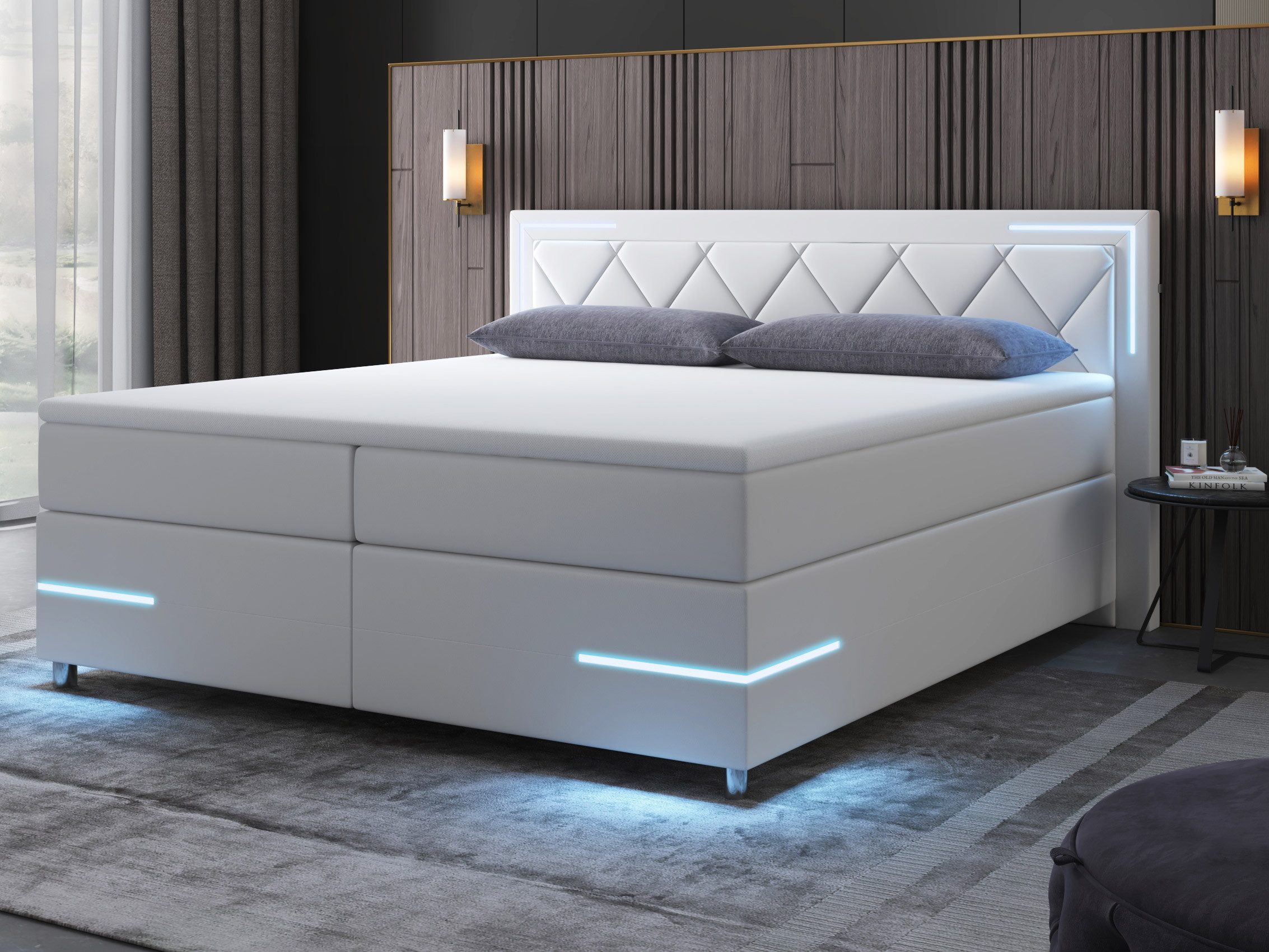 wonello Boxspringbett Arizona, mit LED Beleuchtung günstig online kaufen