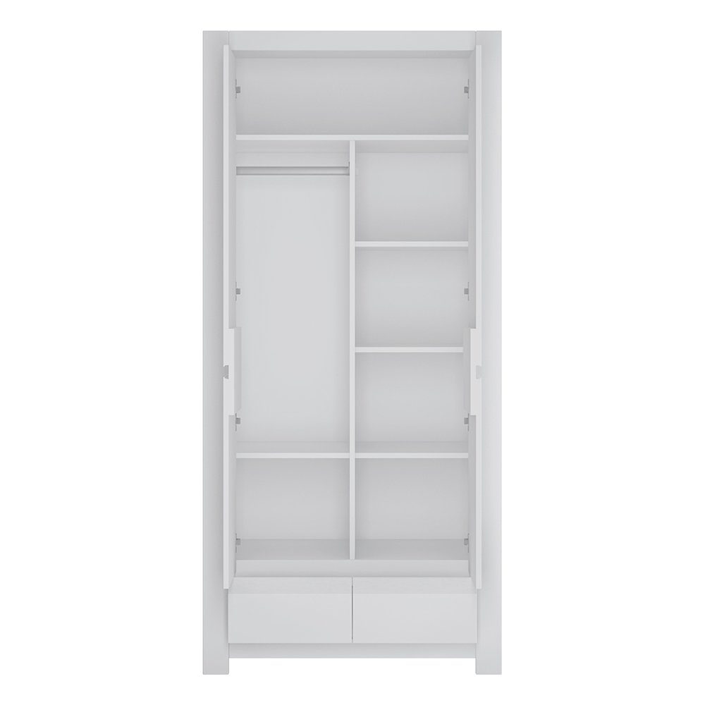 Lomadox Kleiderschrank NAVA-129 Drehtürenschrank, Kleiderstange, Schlafzimmer, weiß, 92x198,6x58,2 cm