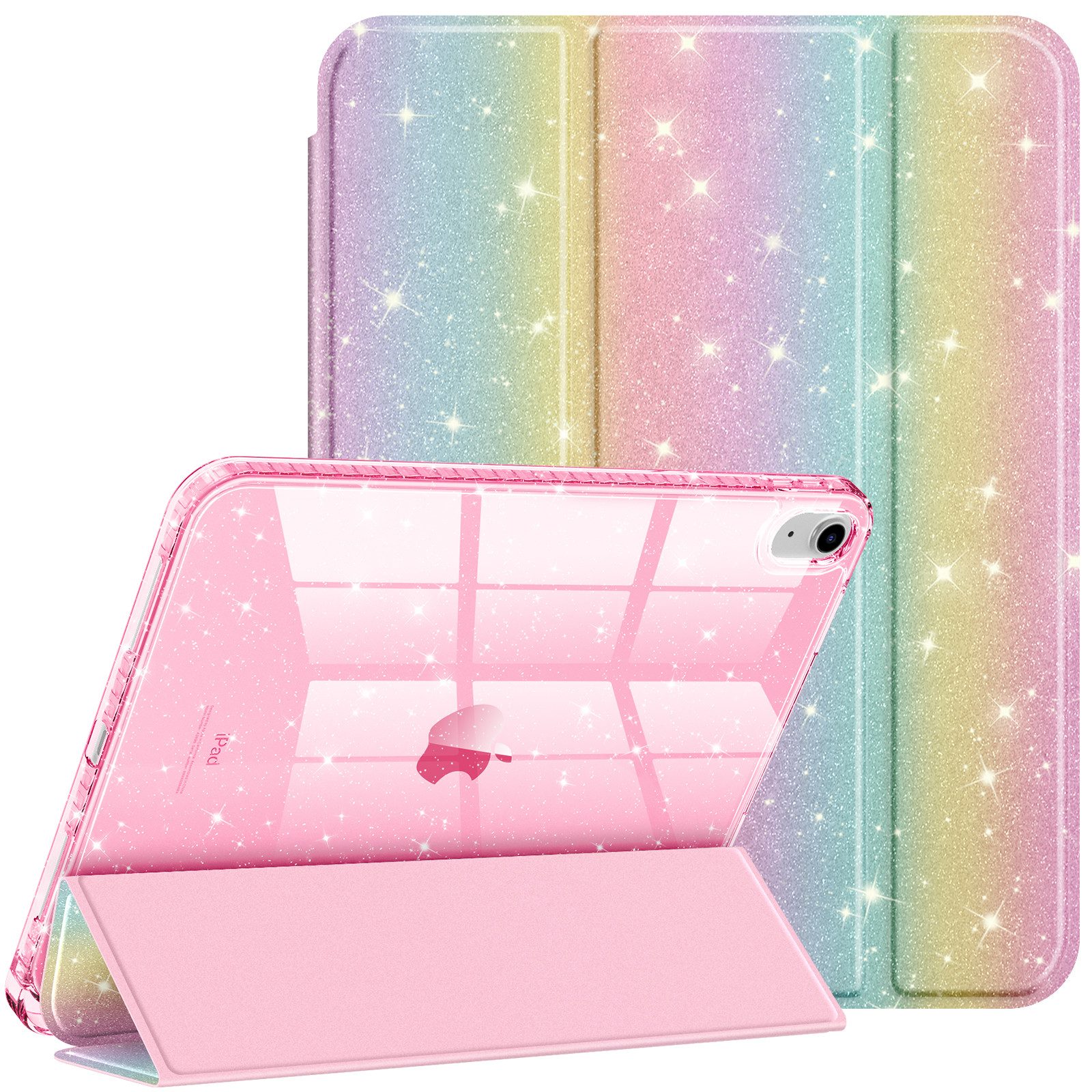 Fintie Tablet-Hülle für iPad 11 Generation 11 Zoll 2025(A16), iPad 10 Generation 2022, mit Stifthalter, Glitzernde Stoßfeste Case mit Glänzende Rückseite