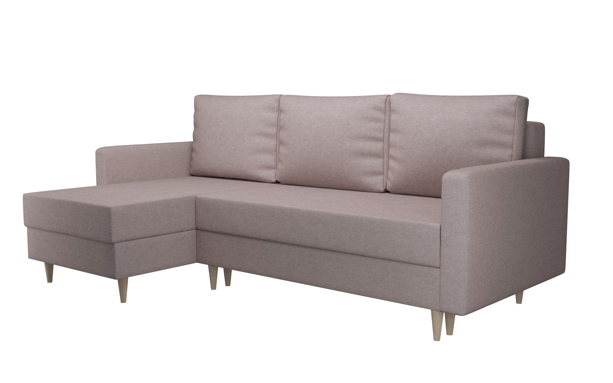 SA61 Schlafsofa mit L-Form 2 mit CALISTO Polstercouch Violett Furnix in Schlaffunktion, Made Bettkästen, EU