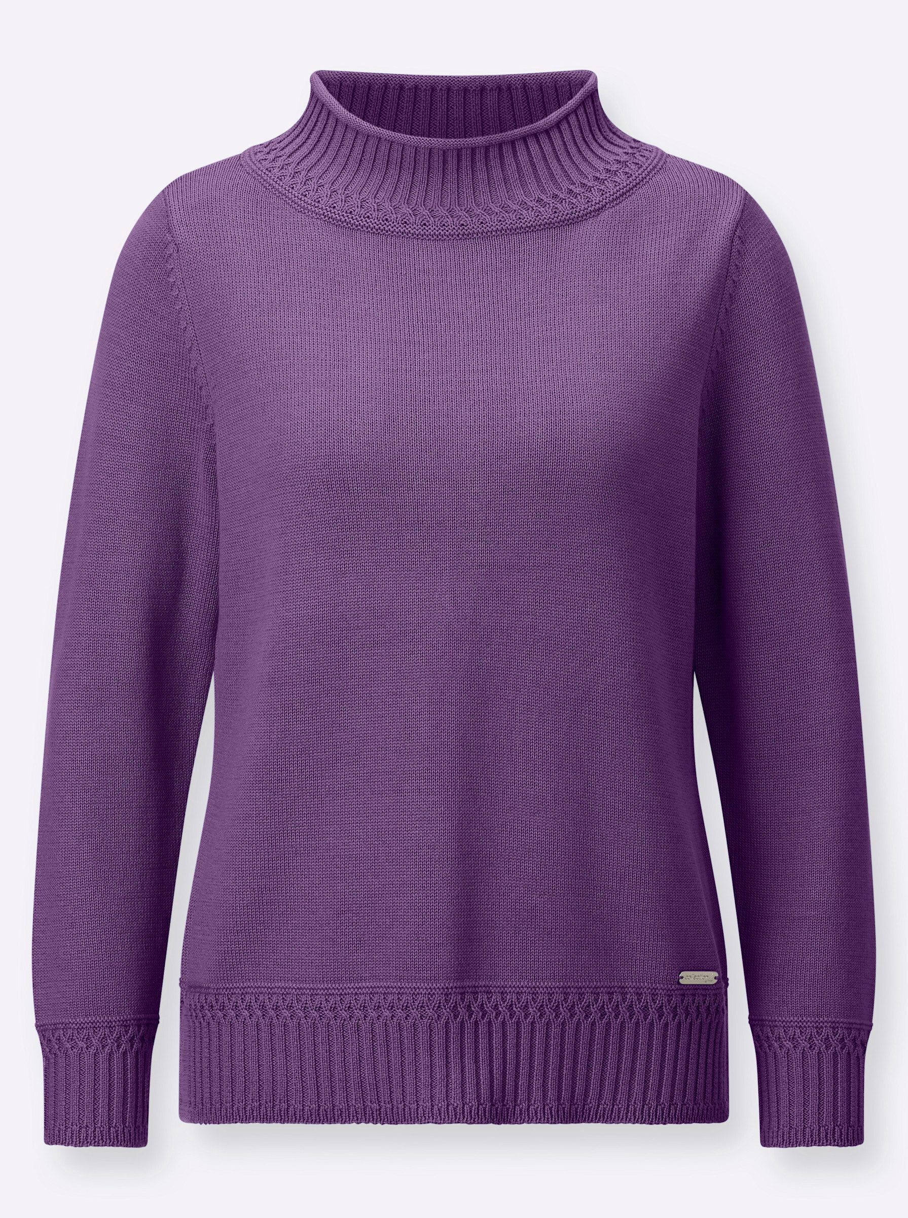 Strickpullover Stehkragen-Pullover Langarm Jersey