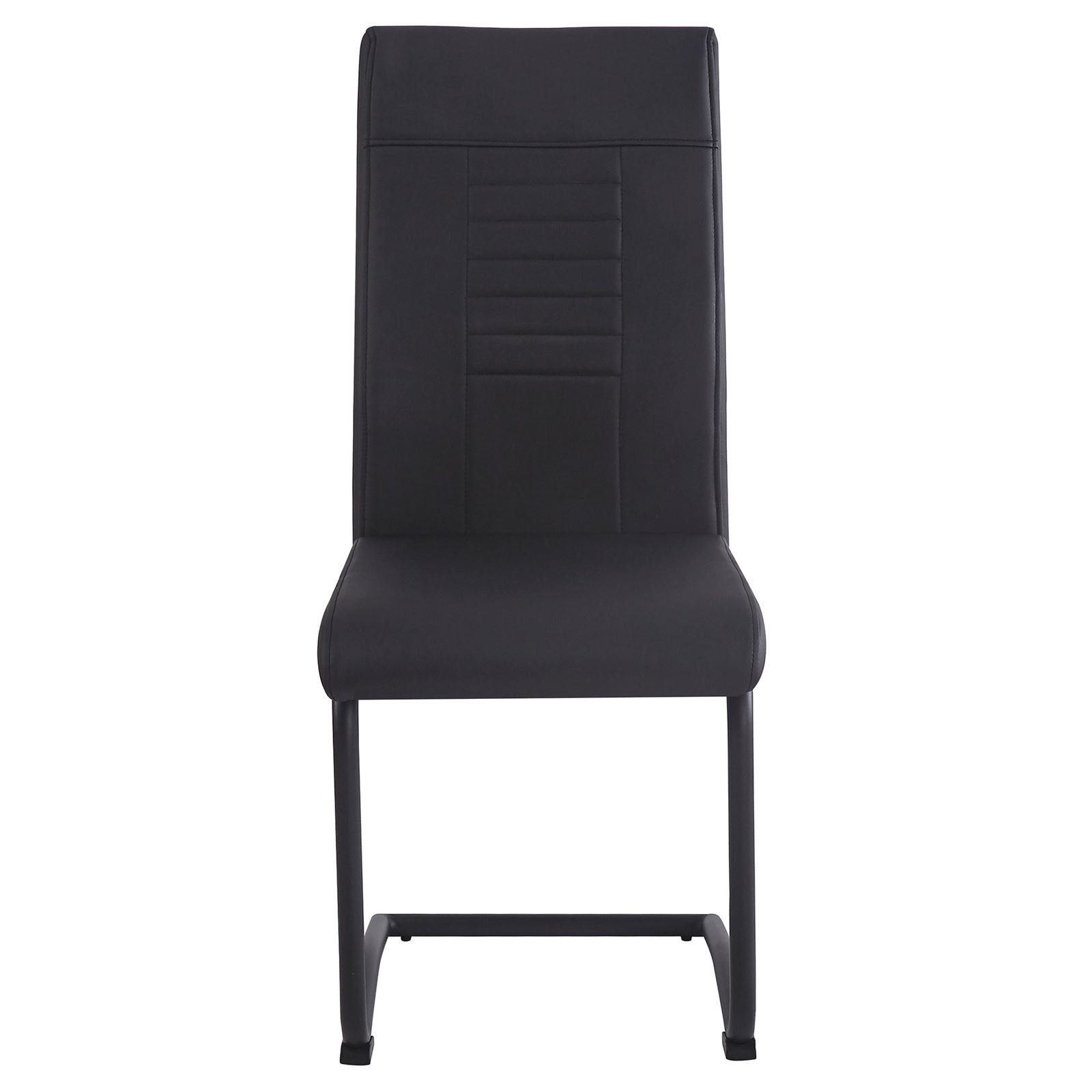Schwinggestell St), mit Metall Schwingstuhl Esszimmerstuhl LOANO 4er-Set (4 Esszimmerstuhl Kuns schwarz/schwarz CARO-Möbel aus