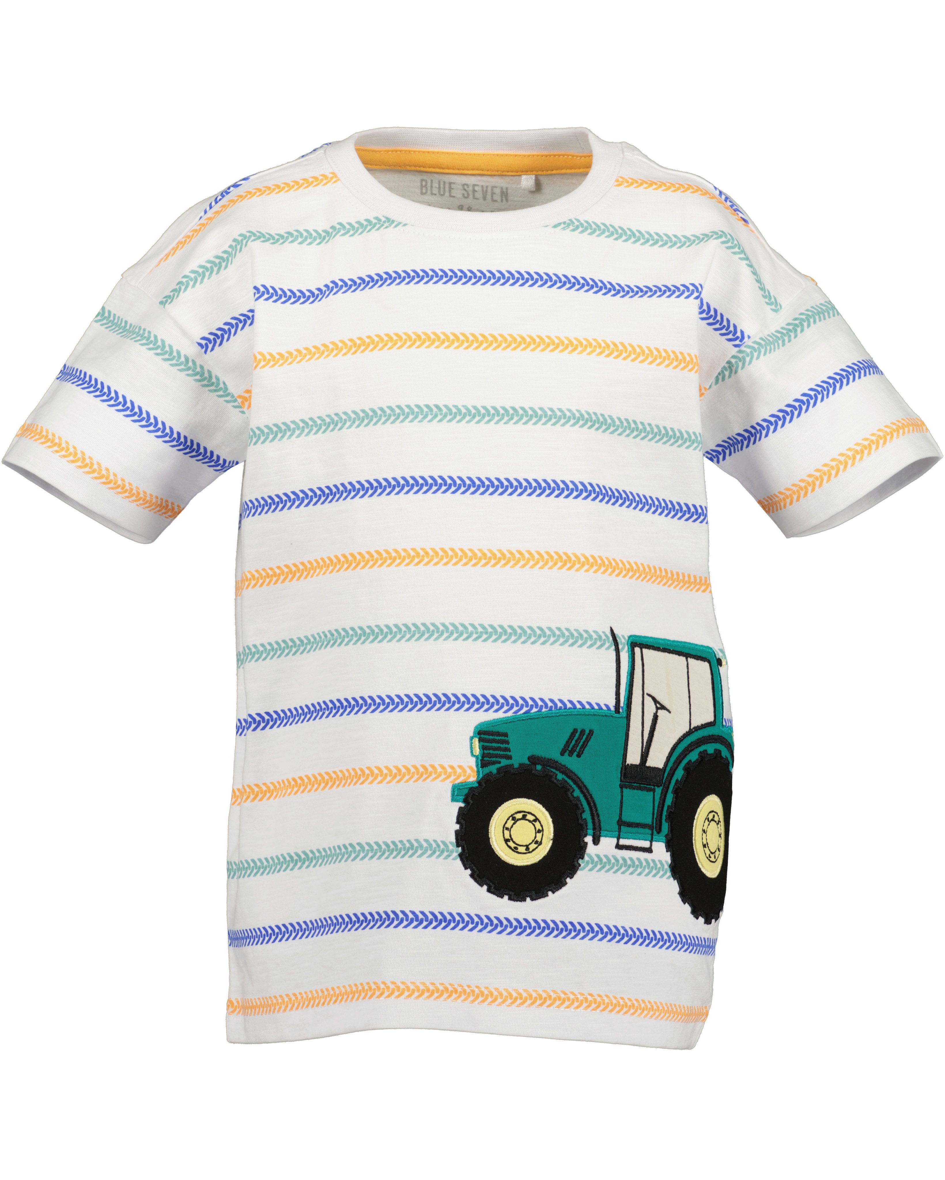 Blue Seven T-Shirt mit geringeltem, gestreiftem und bedrucktem Design, Allover-Druck