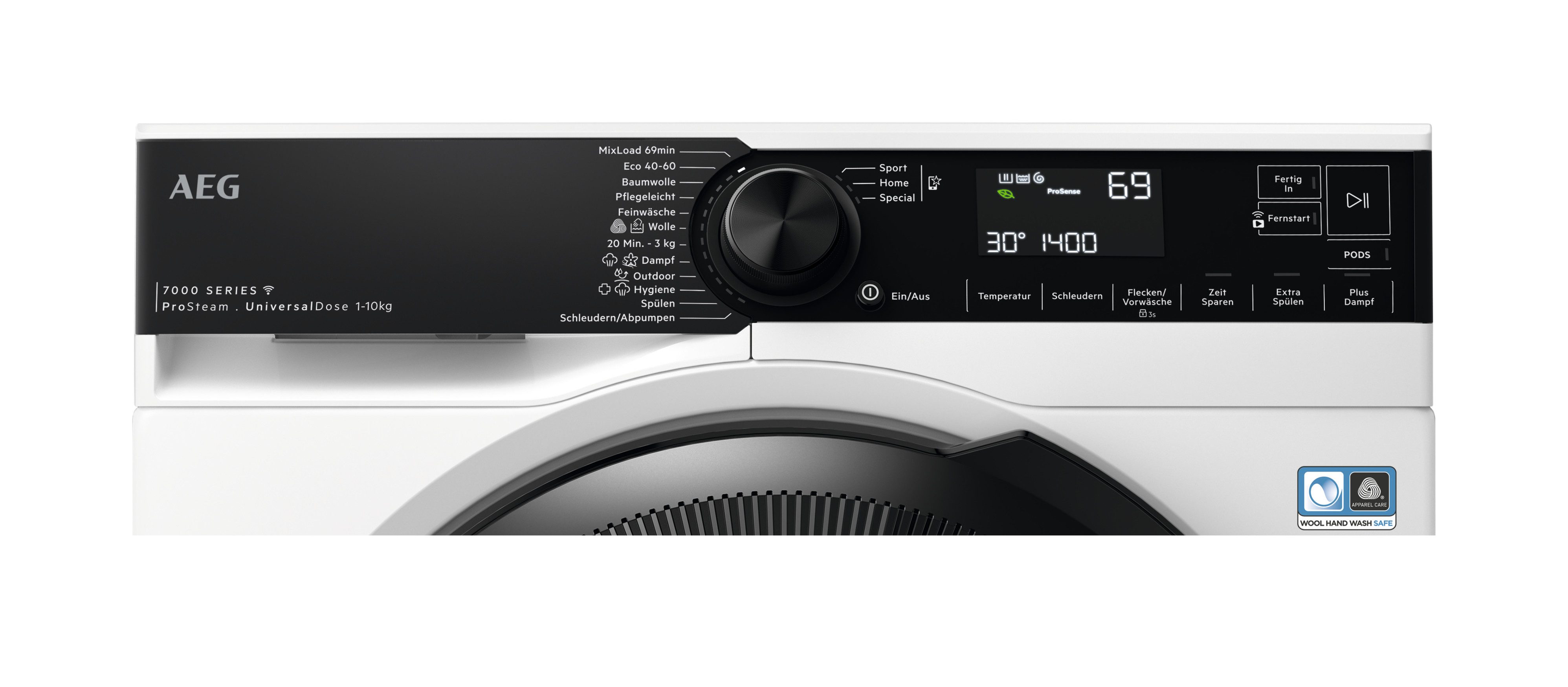 AEG Waschmaschine 7000 ProSteam® LR7EA610FL 914501652, 10 kg, 1600 U/min, UniversalDose: löst PODS®/Caps 60 % schneller auf für beste Reingung