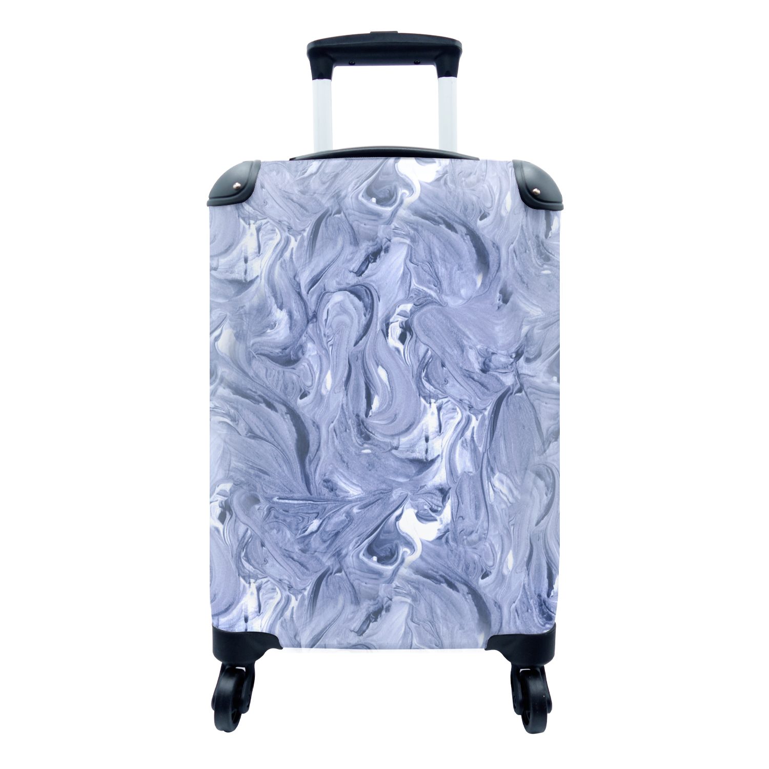 MuchoWow Handgepäckkoffer Blau - Farbe - Marmor - Muster, 4 Rollen, Reisetasche mit rollen, Handgepäck für Ferien, Trolley, Reisekoffer