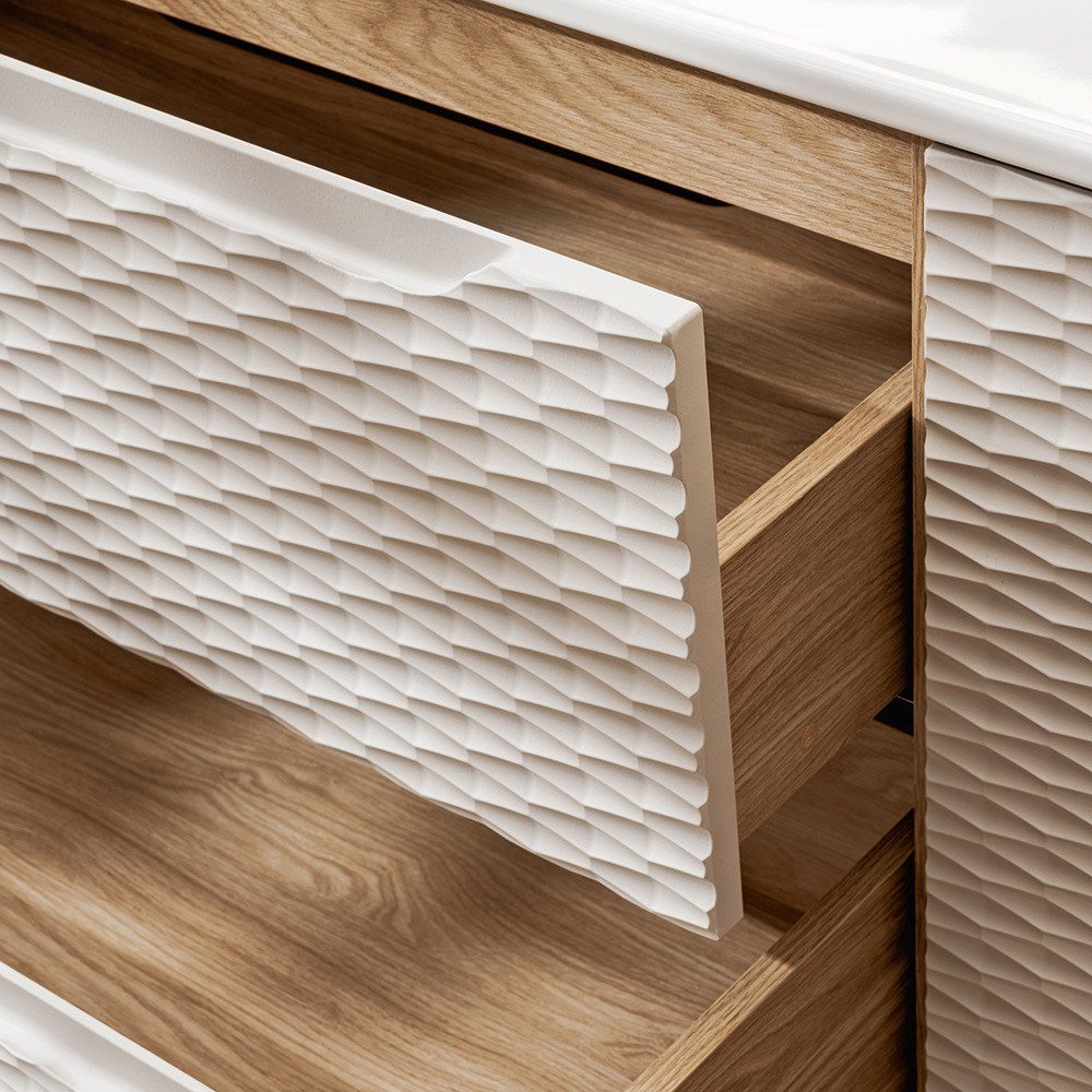 Lomadox Waschbeckenschrank OLUO-56-BEIGE Waschtischunterschrank, 70cm, Eich günstig online kaufen