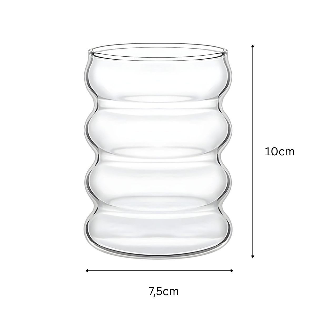 glanzerie Gläser-Set 4er Set Iced Matcha Latte Trinkgläser 350ml Wellenform Wassergläser, für Latte Macchiato, Cappuccino, Eiskaffee, Smoothies, Cocktails