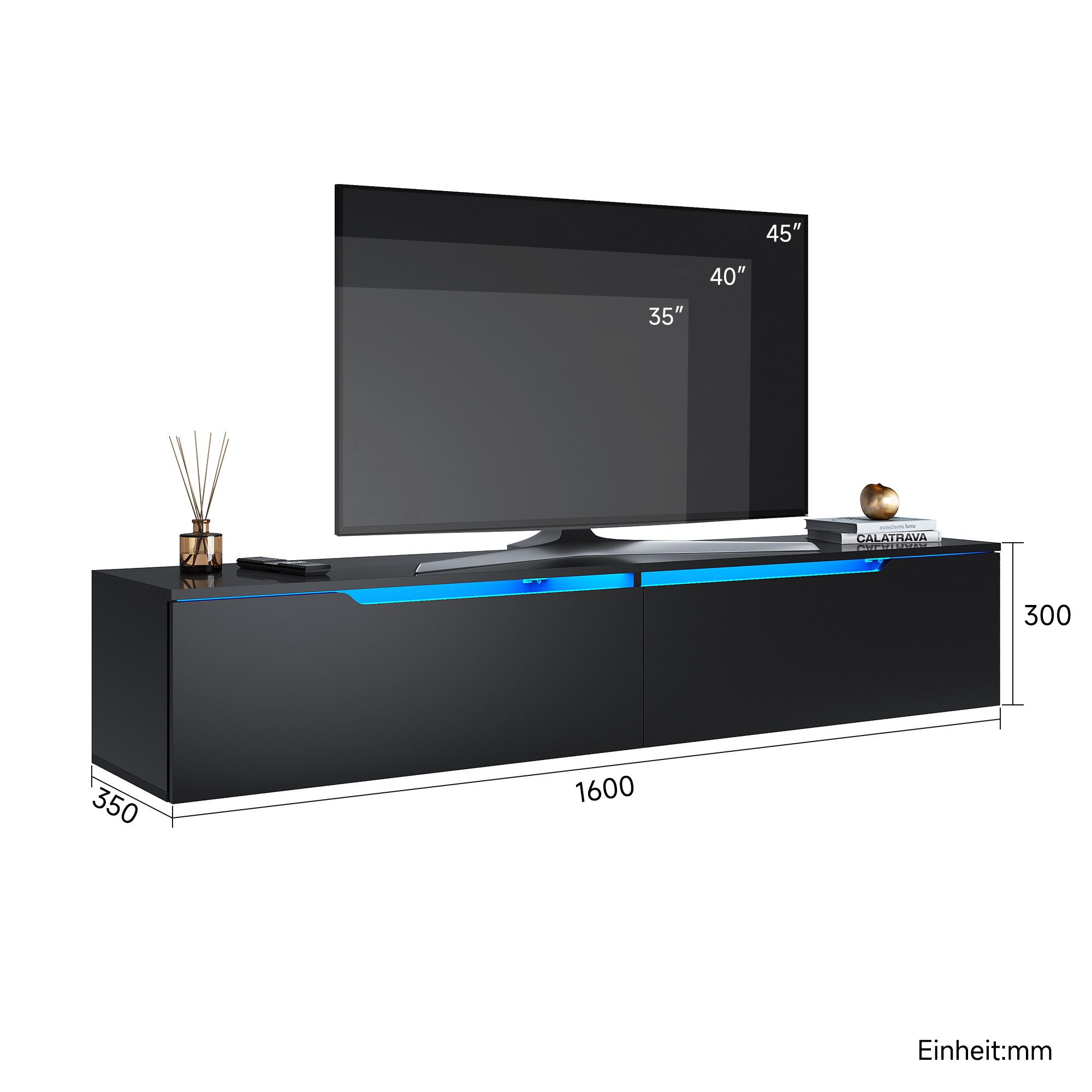 SONNI TV-Schrank Lowboard TV Schrank weiß/schwarz Hochglanz 140/160/180 cm günstig online kaufen