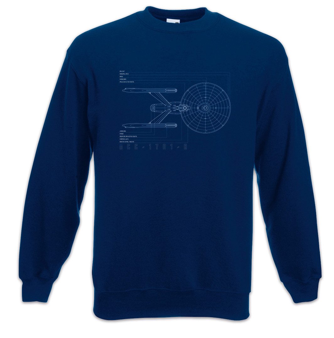 Sweatshirt Blueprint U.S.S. Federation Sweatshirt Star SciFi Raumschiff Trek Nerd