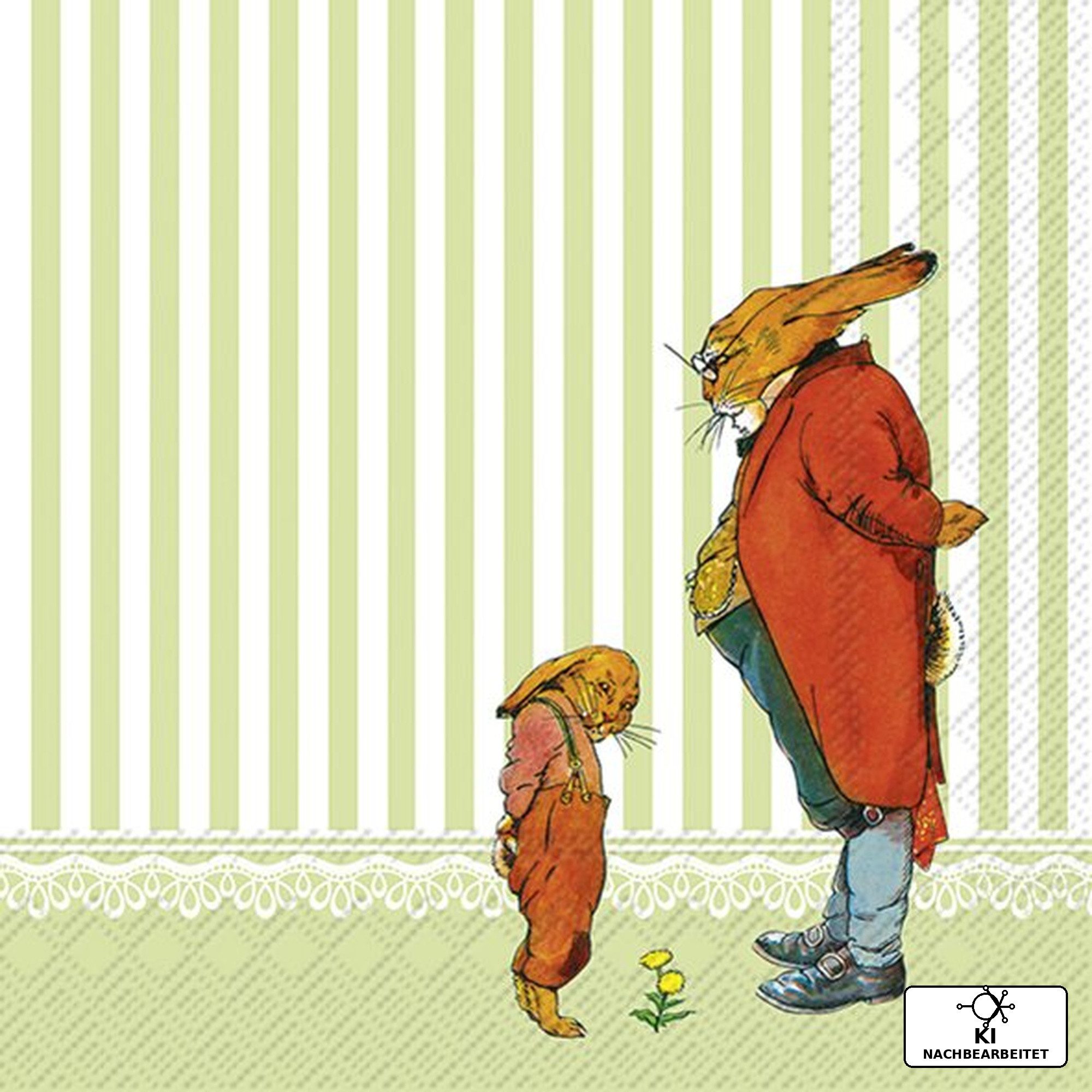 IHR Papierserviette Servietten 33x33 cm "Hasenlehrer mit Hasenmax" von ihr - Ostern Osterd