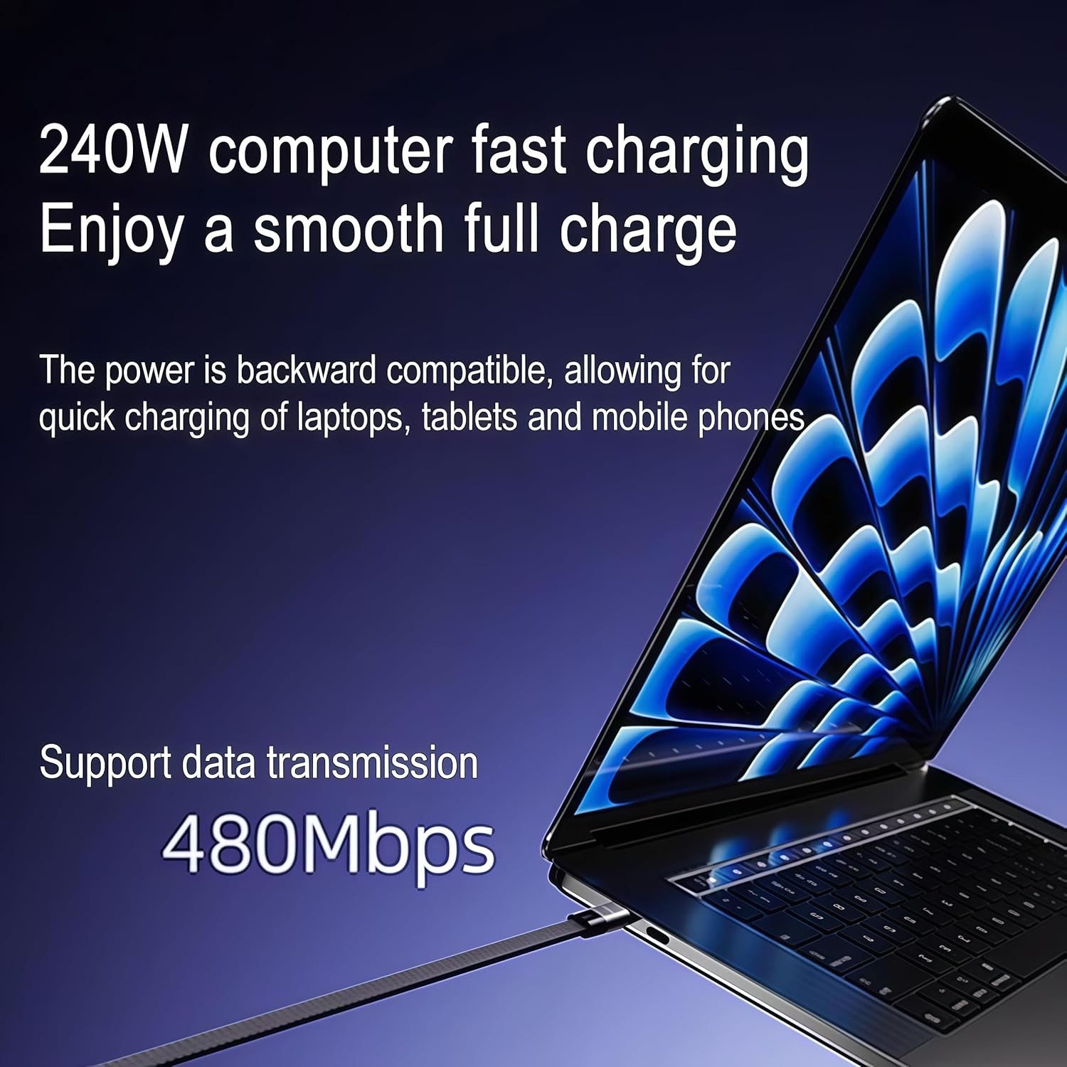 Vornix 240W USB C Ladekabel seitlich mit Faltbar Handy Ständer 1,5M Batteriekabel, USB-C auf C Datenkabel mit 90° rechtwinkligem Stecker, 2-in-1 Schnellladekabe – Bild 5 von 5