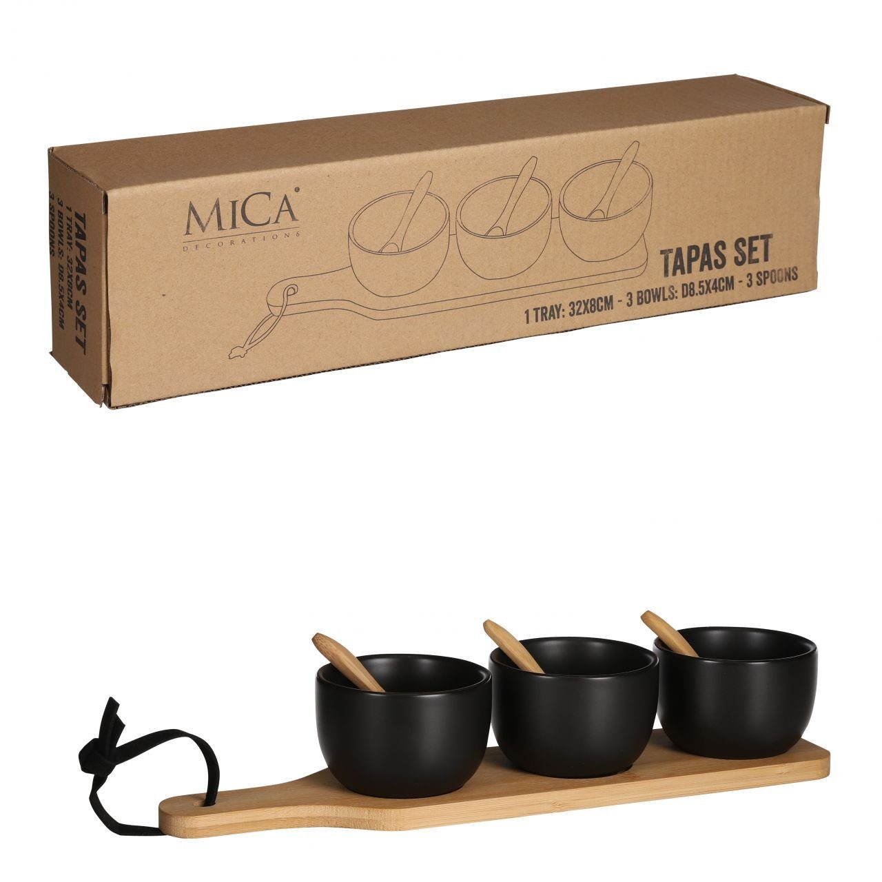 Mica Decorations Dekofigur Mica Tapas Set Lasio schwarz, 32 x 8 x 7 cm