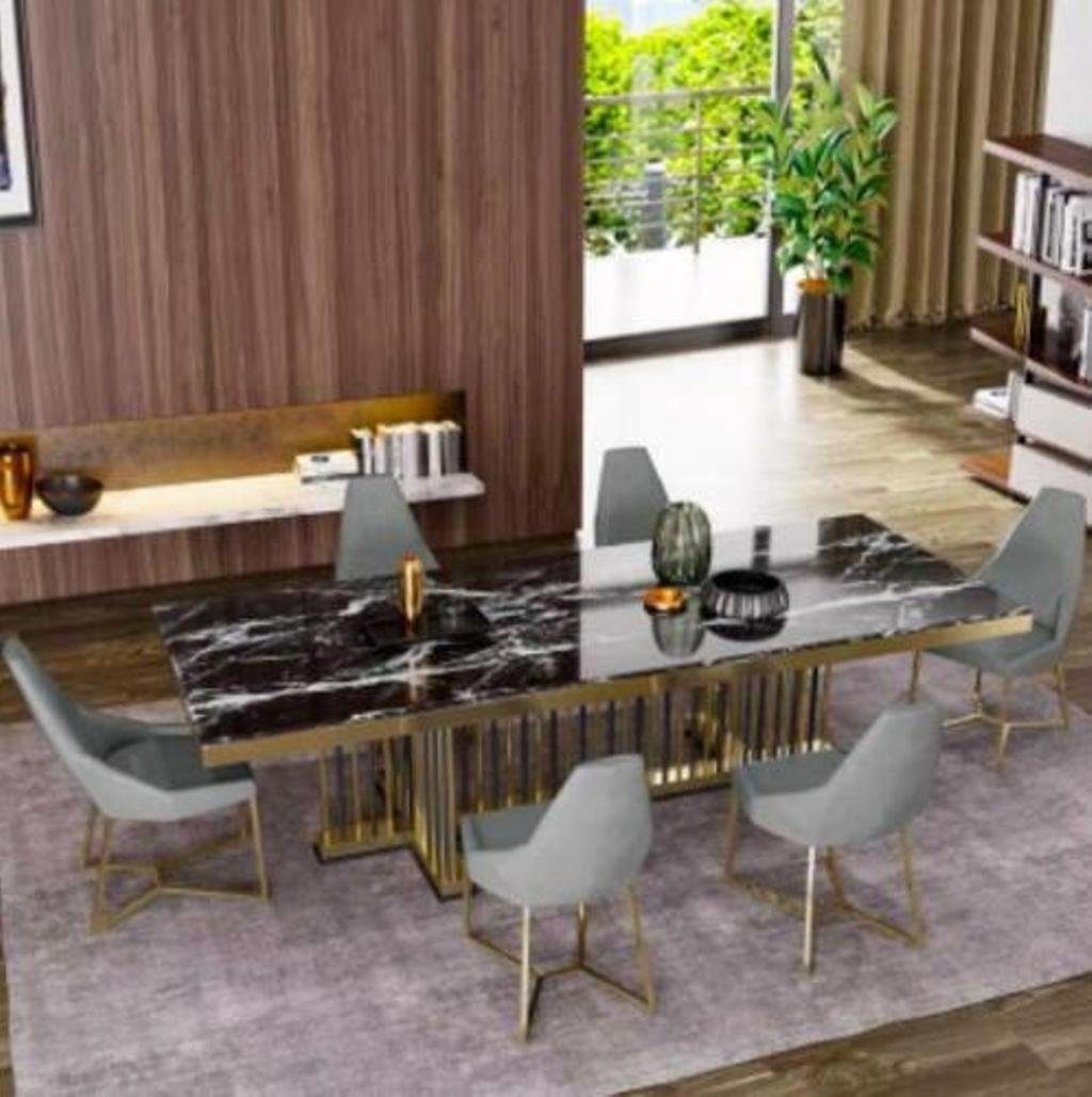 JVmoebel Esstisch Möbel Tisch Tische Esszimmer Design Küche Luxus Moderner Marmor, Made in Europa Schwarz