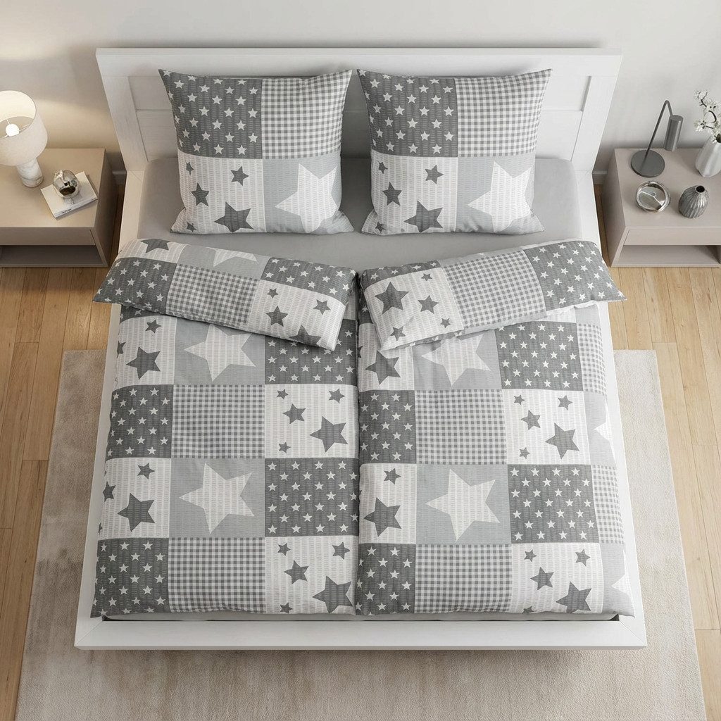 Casa Colori Bettwäsche Casa Colori, Seersucker, 2 teilig, grau kariert, Ste günstig online kaufen