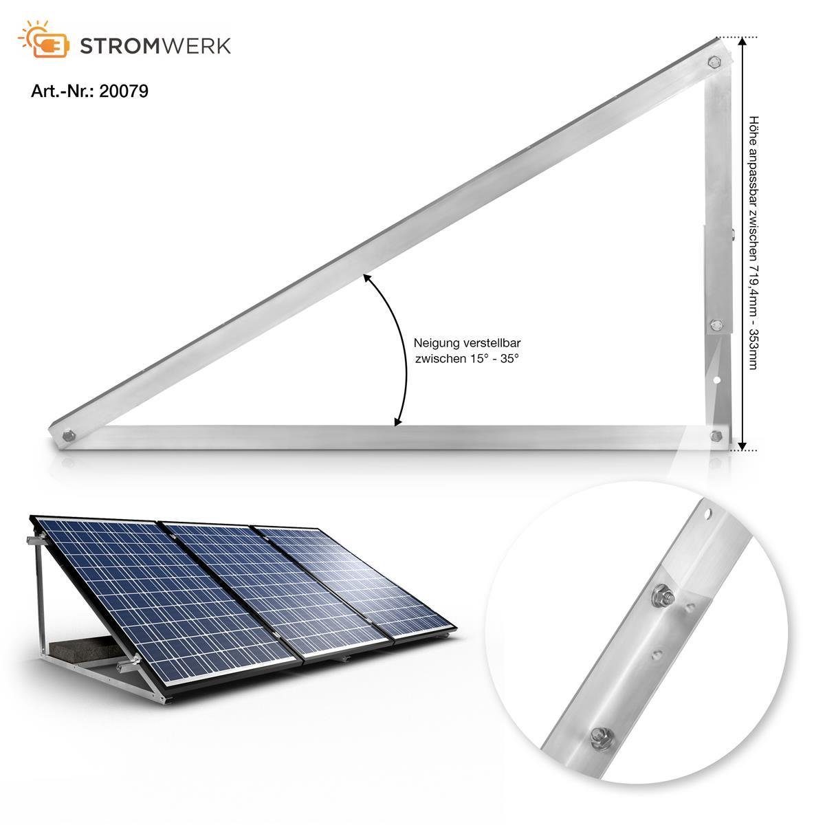 Stromwerk Solarmodul-Halterung Photovoltaikmodul Halterung horizontale Montage, (Neigung verstellbar 15-35)