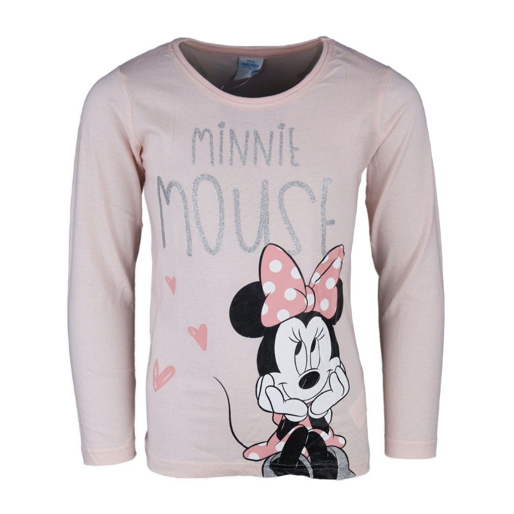 Gr. Rosa Kinder Minnie Langarmshirt Baumwolle Maus Shirt langarm 104 Disney bis 134, Mouse Minnie
