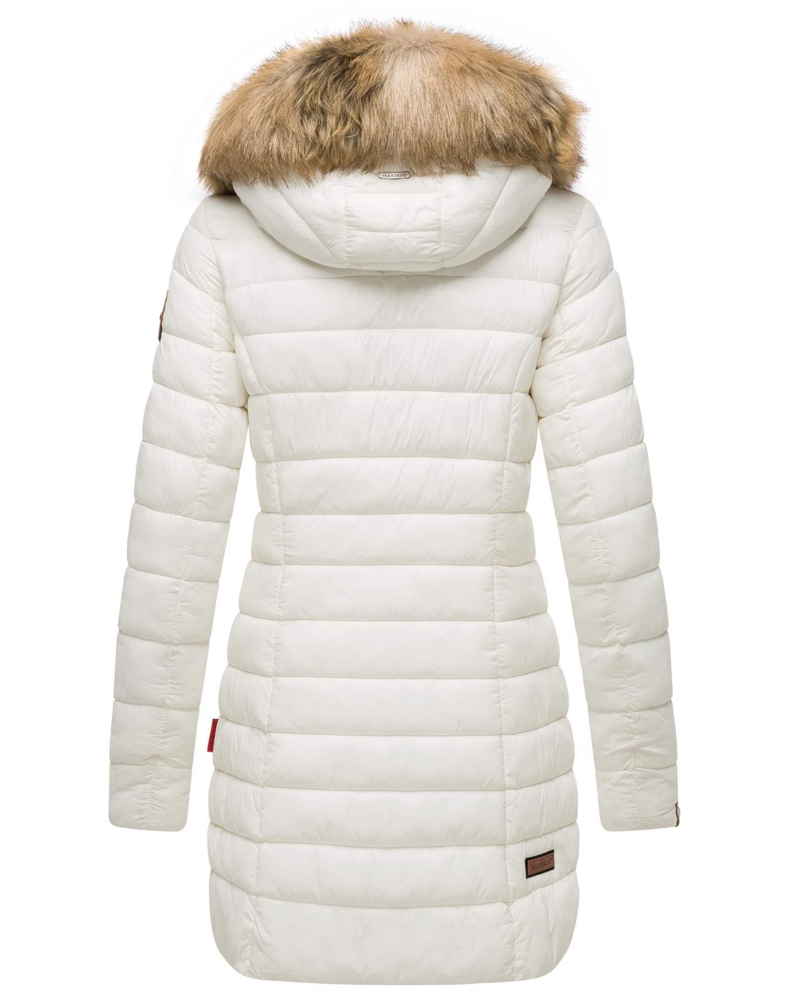 Marikoo Steppmantel Rose-Stepp zeitloser Winterparka mit großer Kunstfellkapuze