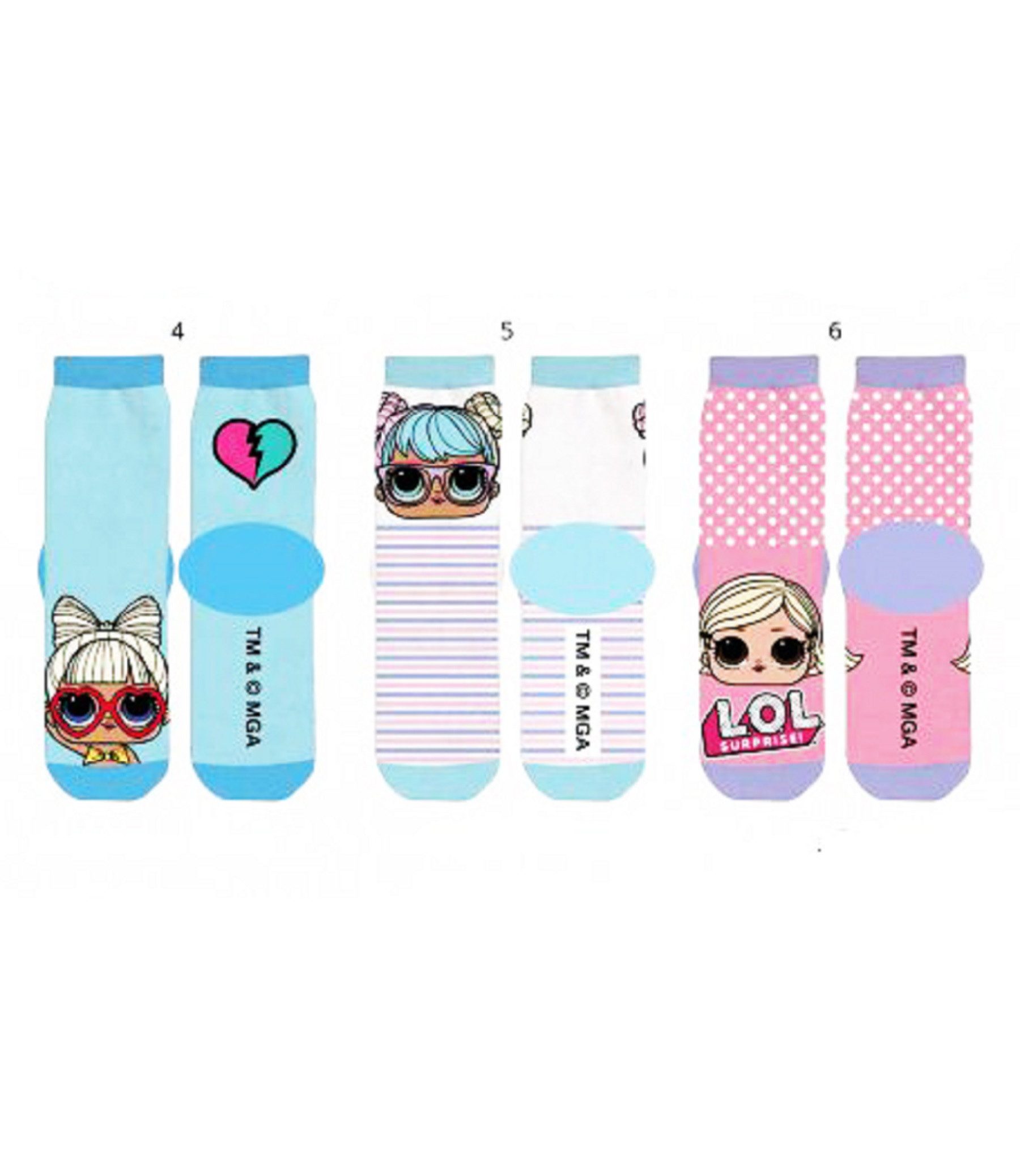 COFI 1453 Sneakersocken LOL Surprise Kinder Socken 3er Pack Sneaker Söckchen