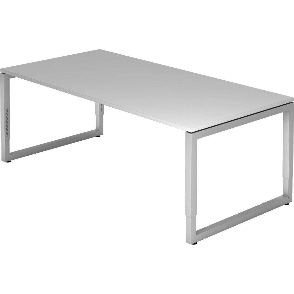 HAMMERBACHER Schreibtisch Schreibtisch O-Fuß eckig 200x100cm Grau/Silber