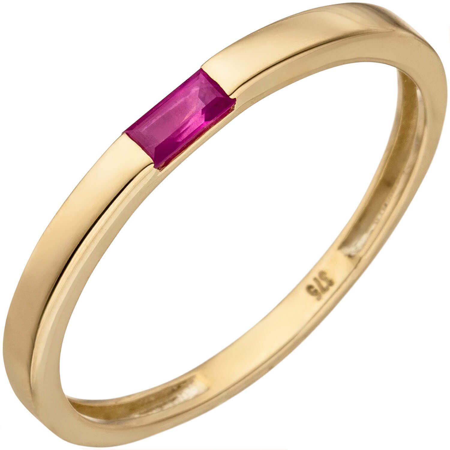 Goldring Ring mit rotem Rubin 375 Gelbgold Goldring