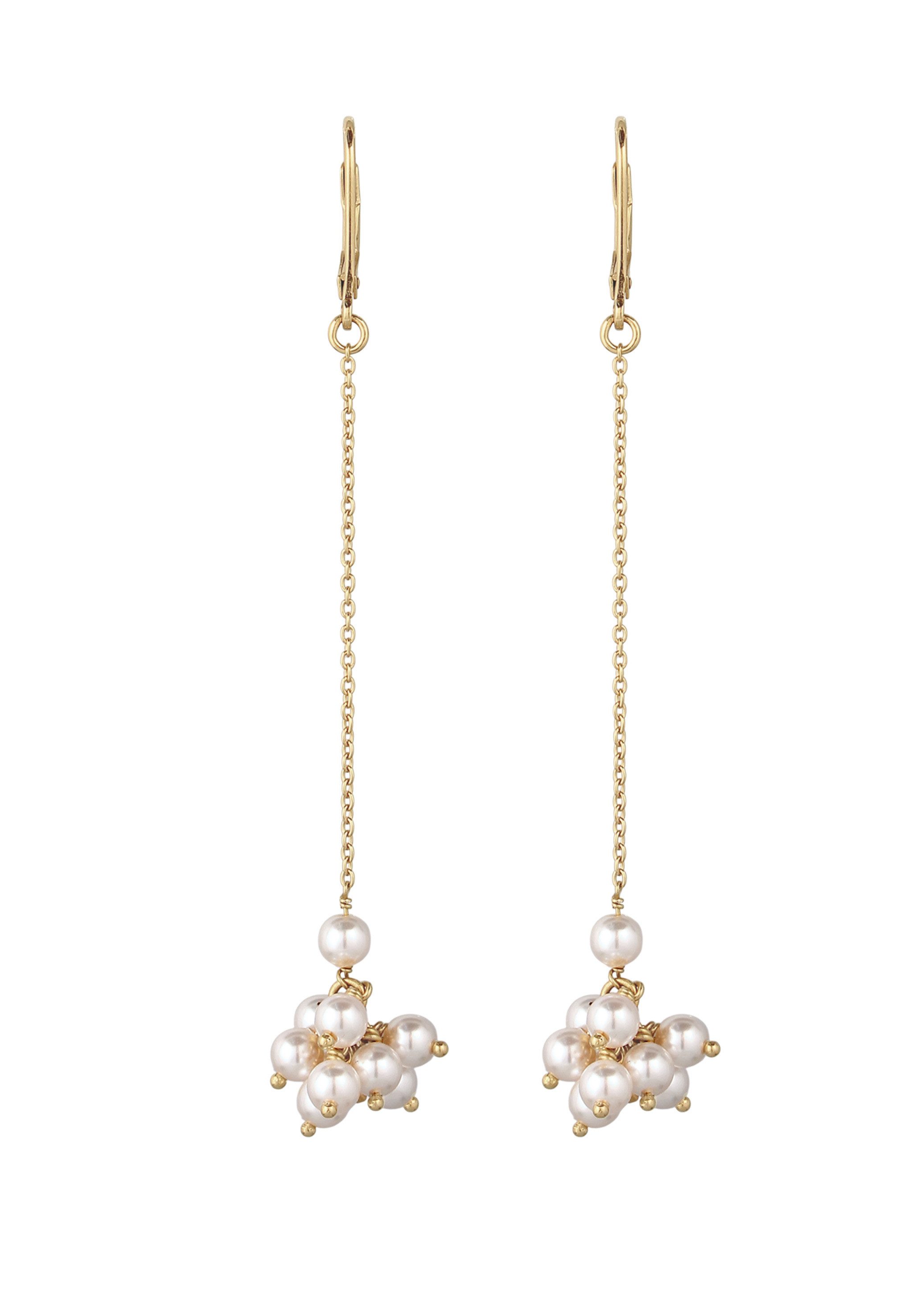 Elli Perlenohrringe Ohrhänger mit Perlen von Swarovski® Weiß 925 Sterling Silber vergoldet