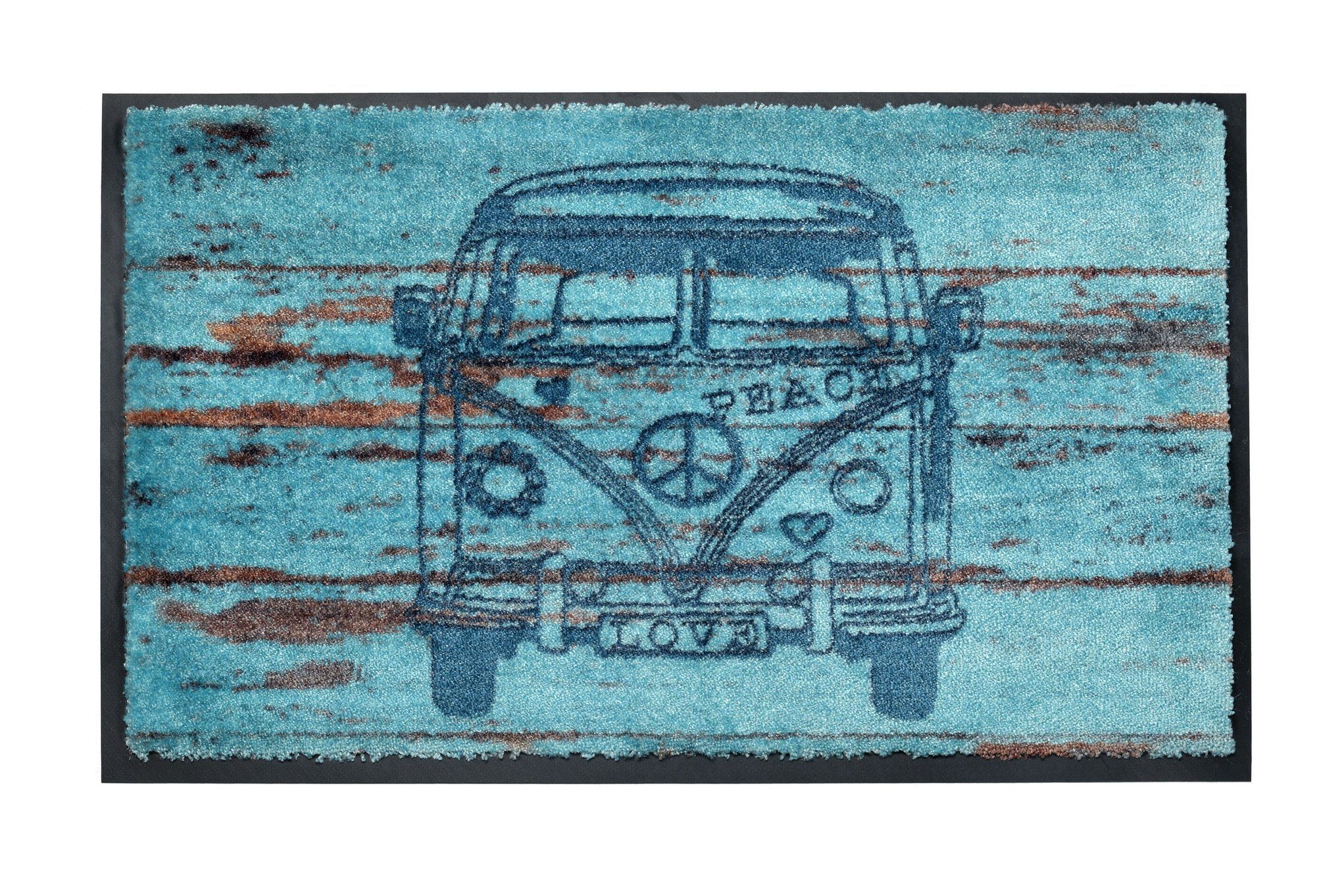 Fußmatte Premium Fußmatte Schmutzfangmatte HIPPY VAN 45x75cm, acerto®, Rechteck, Zuverlässige Reinigung der Schuhsohlen