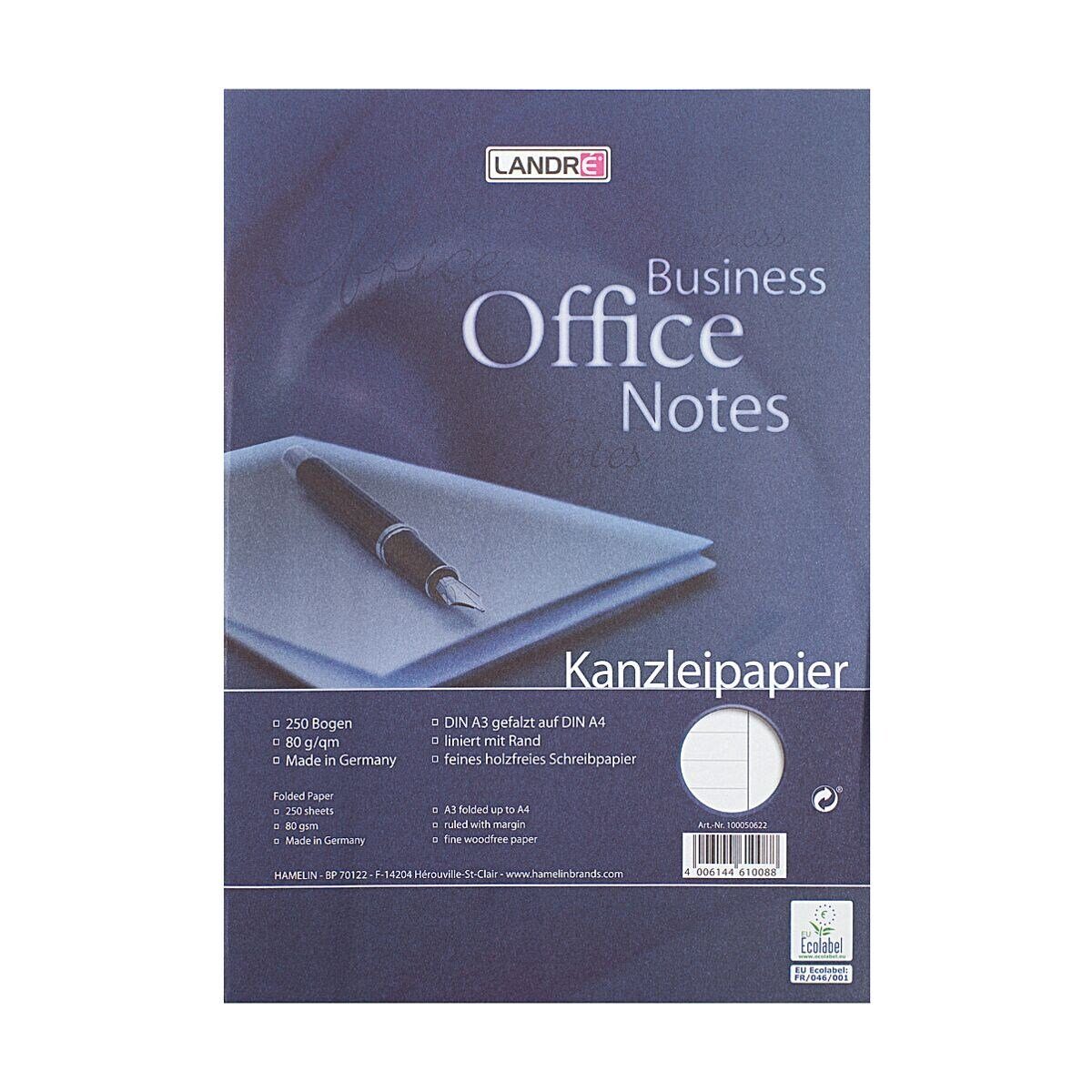 A3 mit LANDRE Office, A4, Format Rand, Briefpapier liniert Kanzleipapier, 250 auf Bögen DIN