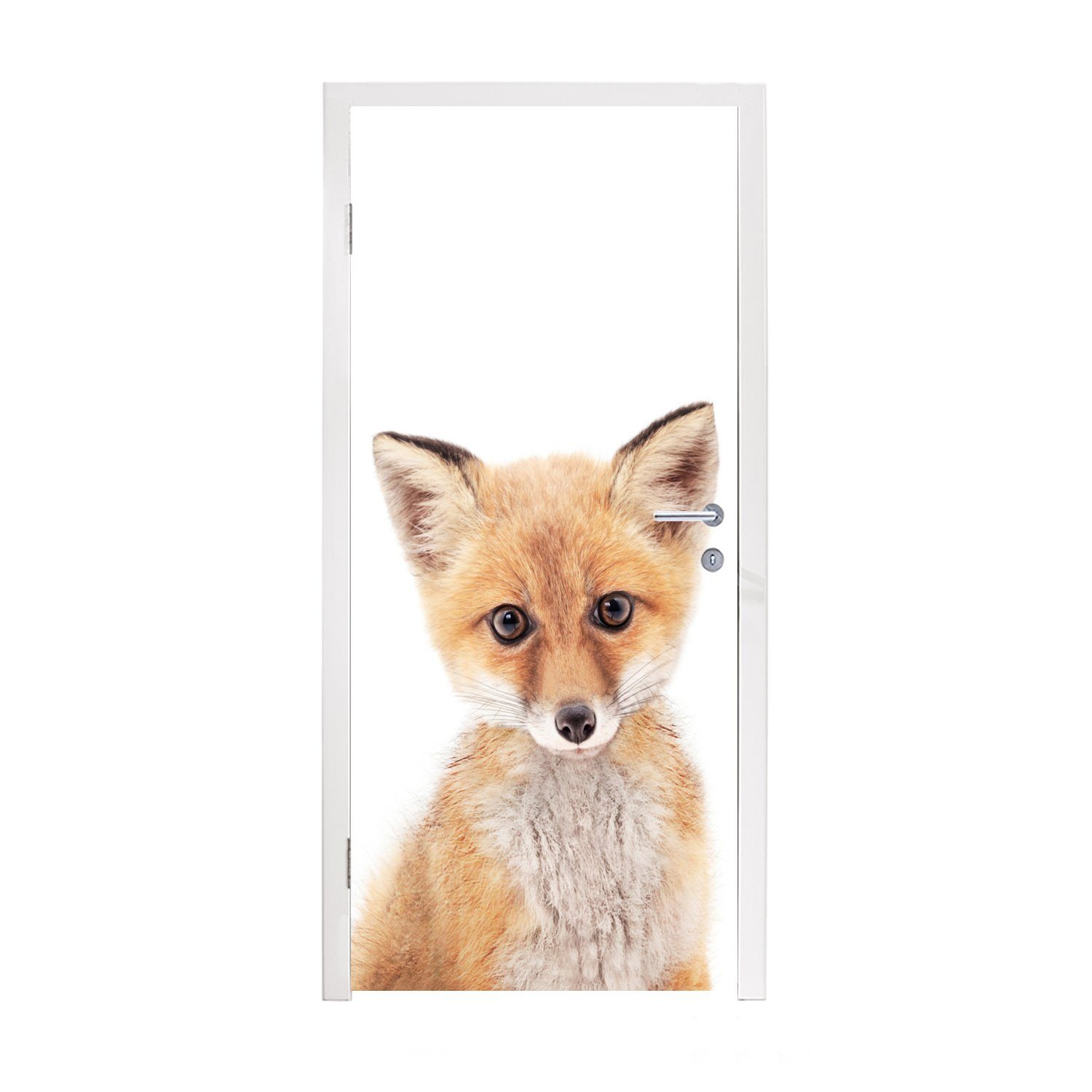 75x205 Natur, - Fuchs Tiere Matt, Türtapete Tür, MuchoWow bedruckt, Fototapete (1 St), Türaufkleber, - - Orange für cm