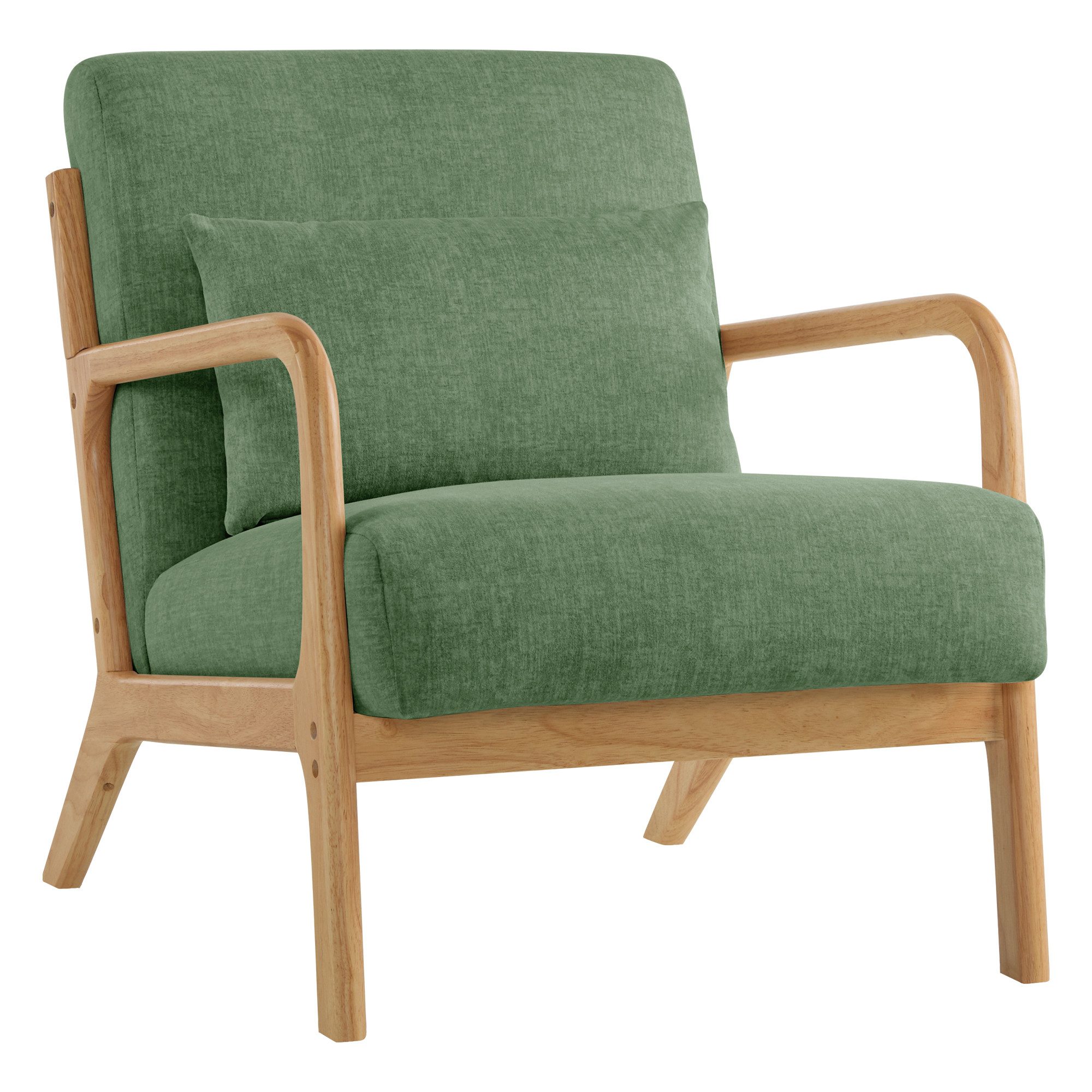 Aunekiv Sessel mit Kissen & Holzrahmen, Lesesessel, Mid-Century Sessel (1-St), Perfekt als Relaxsessel für Wohnzimmer und kleine Räume